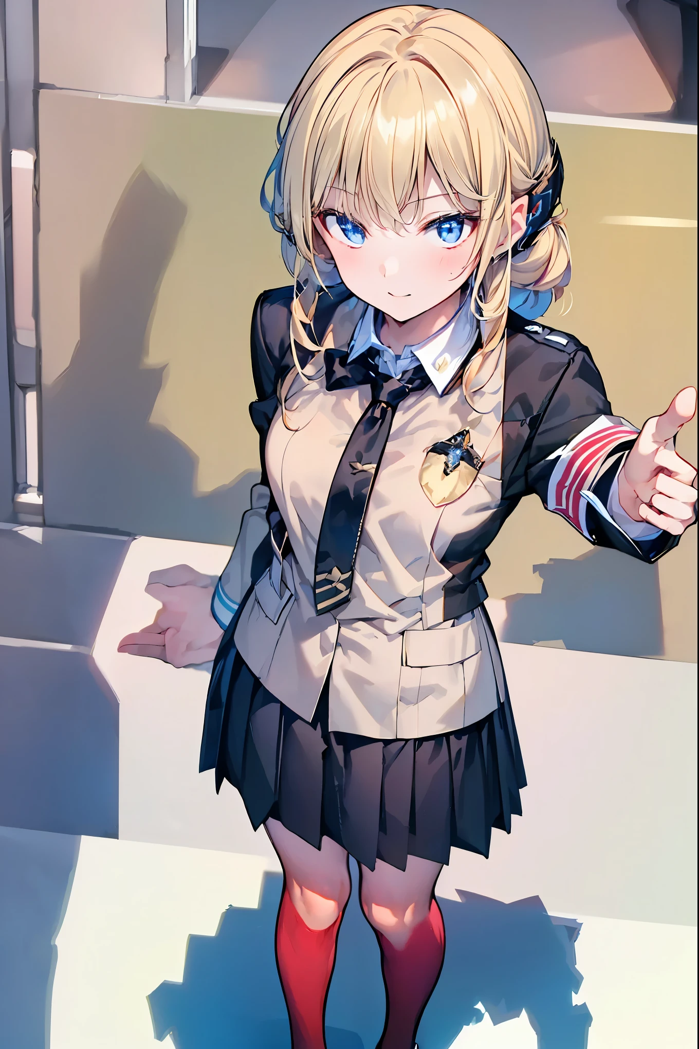 Little Girl with High Pressure Discipline Chairman,((from above:1.2)),(((Chairman of the Discipline Committee's armband))),cowboy shot on exposed armpits,About 150 centimeters,charismatic presence,Young face,High School, 周囲を高身長男子High School生が取り囲む,Pointing and Instructing,4K High Resolution,High Dynamic Range,anatomically correct hand,corrects legs anatomically correctly,shortcuts,unkempt hair,Short braided hair,Neat,slender beauty,correct attitude,small breasted,beautiful legs,The enchanting gray-blue eyes shine like stars,Saggy Eyes,Brilliant Colors,beautiful eyes,A delicate smile,Textured Skin,BEST QUALITY THE BEST,gentle and beautiful woman,anime style、Super Realistic Digital Illustration with Excellent Detail Description,Deep Tones,Dramatic Lighting,Precise Texturing,Little Girl with High Pressure Discipline Chairman, Chairman of the Discipline Committee's armband, About 150 centimeters, charismatic presence, Pointing at the Students, 4K Realistic Illustration, Extremely detailed down to the details, professional, Vivid Colors, Delicate Light and Shadow, Central Figure of the Disciplinary Committee, Strictly Instructing the Students, Coercive Behavior, Small but Strong Presence, Trying to solve school problems