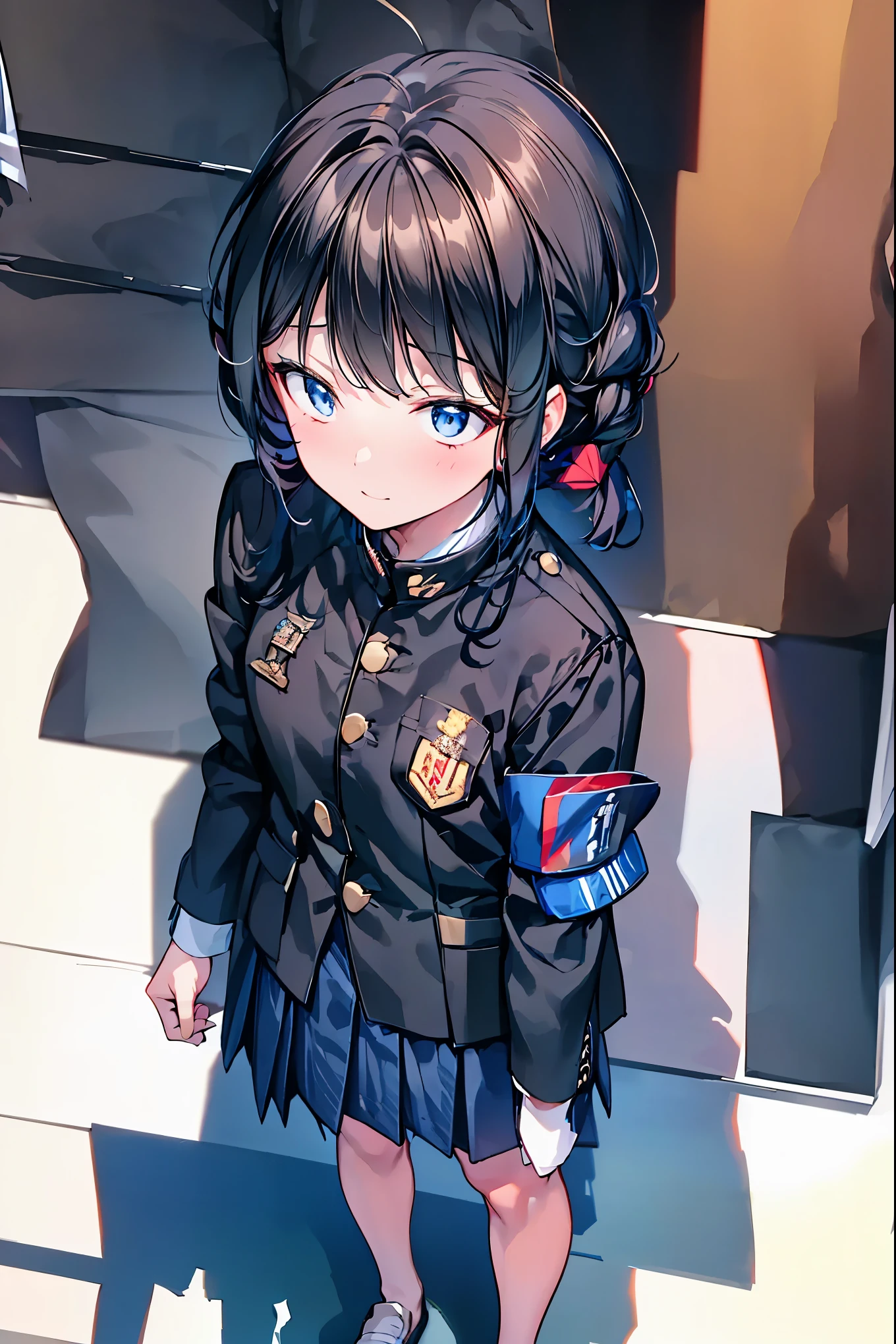 Little Girl with High Pressure Discipline Chairman,((from above:1.2)),(((Chairman of the Discipline Committee's armband))),cowboy shot on exposed armpits,About 150 centimeters,charismatic presence,Young face,High School, 周囲を高身長男子High School生が取り囲む,Pointing and Instructing,4K High Resolution,High Dynamic Range,anatomically correct hand,corrects legs anatomically correctly,shortcuts,unkempt hair,Short braided hair,Neat,slender beauty,correct attitude,small breasted,beautiful legs,The enchanting gray-blue eyes shine like stars,Saggy Eyes,Brilliant Colors,beautiful eyes,A delicate smile,Textured Skin,BEST QUALITY THE BEST,gentle and beautiful woman,anime style、Super Realistic Digital Illustration with Excellent Detail Description,Deep Tones,Dramatic Lighting,Precise Texturing,Little Girl with High Pressure Discipline Chairman, Chairman of the Discipline Committee's armband, About 150 centimeters, charismatic presence, Pointing at the Students, 4K Realistic Illustration, Extremely detailed down to the details, professional, Vivid Colors, Delicate Light and Shadow, Central Figure of the Disciplinary Committee, Strictly Instructing the Students, Coercive Behavior, Small but Strong Presence, Trying to solve school problems