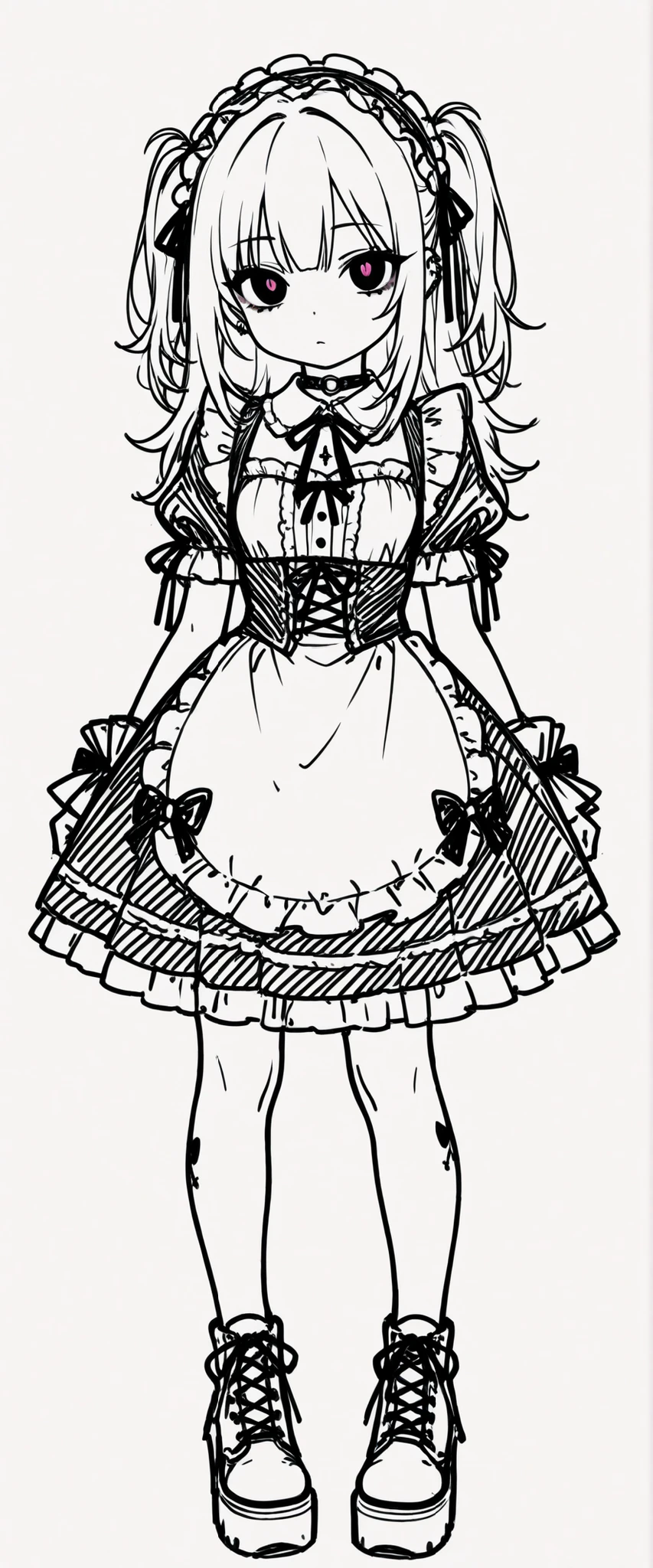 Line art, doodle, sketch style, goth, Jilling off