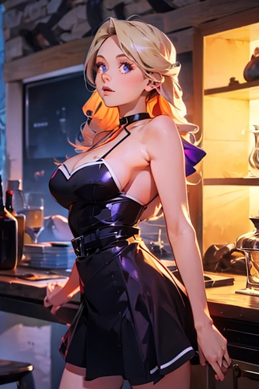 (from below:1.2),22 year old beautiful girl,Purplish blue eyes that dreamers desire,(Blonde hair) , small stature, (masutepiece:1.2, Best Quality),(finely detailed beautiful eye: 1.2),(beautifull detailed face),(perky :1.1),(pointed :1.2),(cakes magazine cover:1.5),(Best Illumination, extremely delicate and beautiful),sexy pose,make a cocktail , in a bar counter,Ultra Contrast,Braid a little around the ears, White long dress, (very detailed),(Raw photo, highest quality),(realistic, Photoreal:1.3), high detail, very detailed complex 3D rendering of face, (very detailed skin:1.2), dynamic angle, fire glow effect, professional lighting, side light, cinematic light, a super high resolution, 8K , best shadow, particles of light, Fine skin texture, detailed face, intricate details, Super detailed, shine, Please reconsider, full body,, beautiful face, shiny skin, thin, nice companion, delicate body, thin legs,  apron, ((crawl :0.5)), beautiful back, butt,little turn around, (A picture from a little behind:0.1), bend the body, the skirt is floating in the wind, Dark purple panties, thin Pubic hair ,highest quality, high resolution, Real World, Natural light, perfect Natural Light, ((the tip is protruding,  protruding,The shape of the pubic area is clearly visible:0.9)),Wet thighs,Realistic, (cute, perfect clothes, skimpy clothes:0.8, cute: 1.3) ,narrow waist,(with sparkling eyes and a contagious smile), open mouth, looking at viewer,
