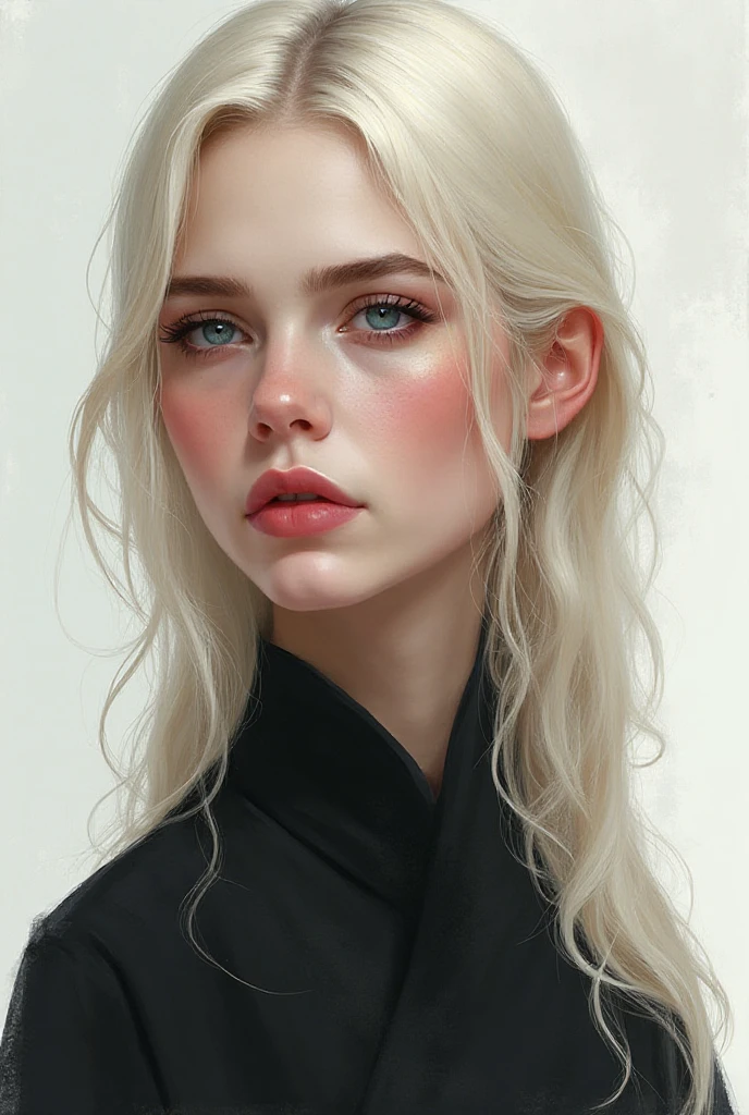 (front focus),(in the dark:1.6), Hyperrealist portrait of female by david hockney and alphonse mucha,fantasy art, photo realistic, dynamic lighting, artstation, poster, volumetric lighting, very detailed faces, 4 k, award winning,, 1girl, in the dark, deep shadow, low key,cowboy shot,(official clothing:1.4) ,long hair,white hair,