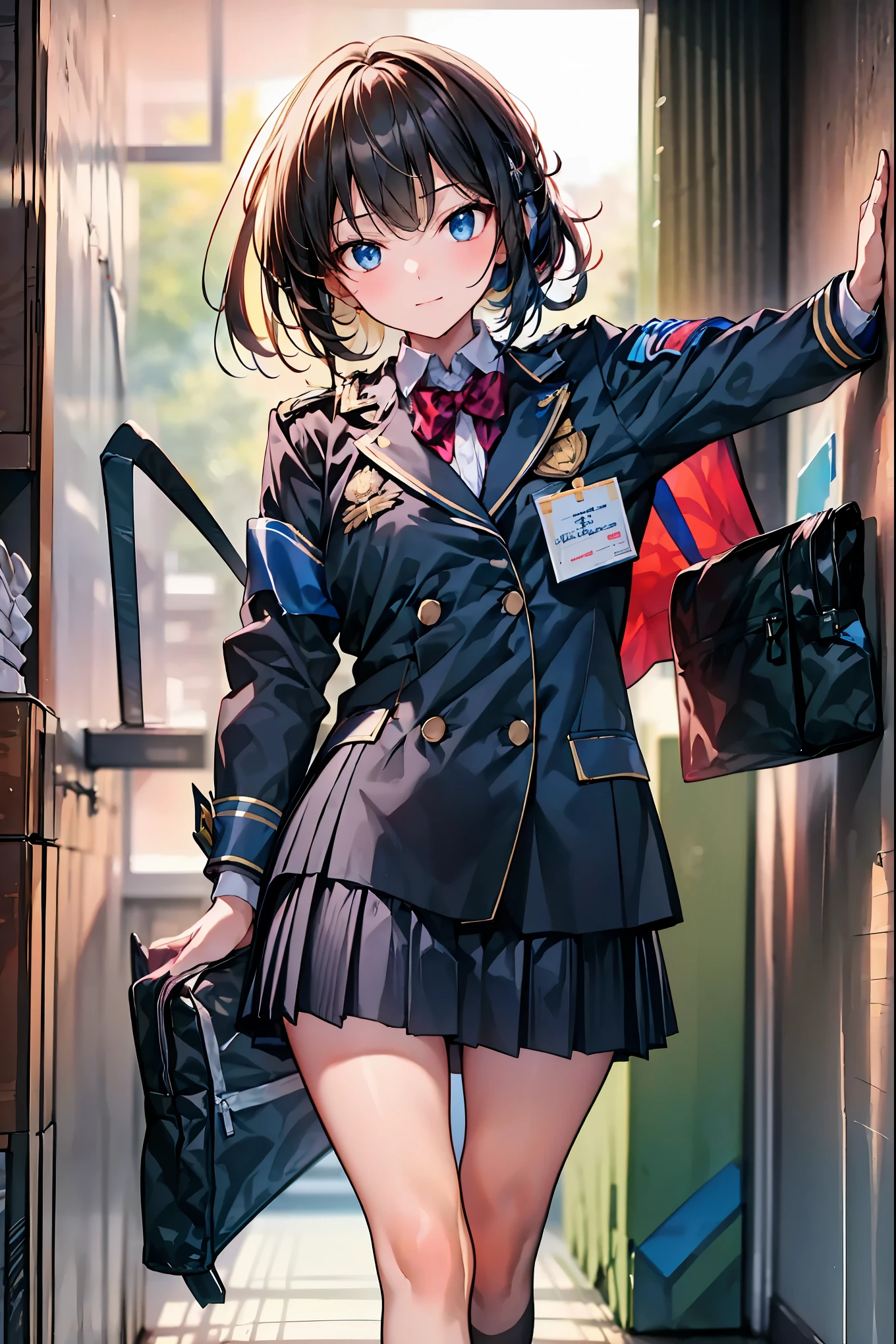 Little Girl with High Pressure Discipline Chairman,((From ↓:1.2)),(((Chairman of the Discipline Committee's armband))),cowboy shot,About 150 centimeters,charismatic presence,Young face,High School, 周囲を高身長男子High School生が取り囲む,Pointing and Instructing,4K High Resolution,High Dynamic Range,anatomically correct hand,corrects legs anatomically correctly,shortcuts,unkempt hair,Short braided hair,Neat,slender beauty,correct attitude,small breasted,beautiful legs,The enchanting gray-blue eyes shine like stars,Saggy Eyes,Brilliant Colors,beautiful eyes,A delicate smile,Textured Skin,BEST QUALITY THE BEST,gentle and beautiful woman,anime style、Super Realistic Digital Illustration with Excellent Detail Description,Deep Tones,Dramatic Lighting,Precise Texturing,Little Girl with High Pressure Discipline Chairman, Chairman of the Discipline Committee's armband, About 150 centimeters, charismatic presence, Pointing at the Students, 4K Realistic Illustration, Extremely detailed down to the details, professional, Vivid Colors, Delicate Light and Shadow, Central Figure of the Disciplinary Committee, Strictly Instructing the Students, Coercive Behavior, Small but Strong Presence, Trying to solve school problems