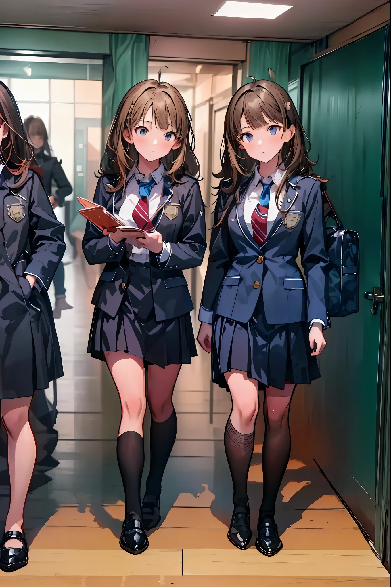 High Pressure Girl,Discipline Ceaman,((from above:1.2)),(((Disciplinary Committee Chairman's Armband))),cowboy shot,Approximately 150 cm,charismatic presence,Young face,high school, 周囲を高身長男子high school生が取り囲む,Pointing and Instructions,4K High Resolution,HIGH DYNAMIC RANGE,anatomically correct hand,Correctly Corrects Legs Anatomically,shortcuts,disheveled hair,short braided hair,neat,Slender Beauty,Correct Attitude,small tits,beautiful legs,have enchanting gray-blue eyes that shine like stars,Saggy Eyes,Brilliant Colors,beautiful eyes,A delicate smile,textured skin on a mirror placed on the floor,Best Quality,gentle and beautiful woman,anime style、excellent detailed depiction with ultra-realistic digital illustrations,Deep color ,Dramatic Lighting,Precise Textures,Little Girl with High Pressure Discipline Ceaman, Disciplinary Committee Chairman's Armband, Approximately 150 cm, charismatic presence, pointing to students, 4K Realistic Illustration, Extremely Detailed, professional, Brilliant Colors, Delicate Light and Shadow, Central Person on the Disciplinary Committee, Strictly Instructs Students, force action, Small but Strong Presence, Trying to solve school problems You