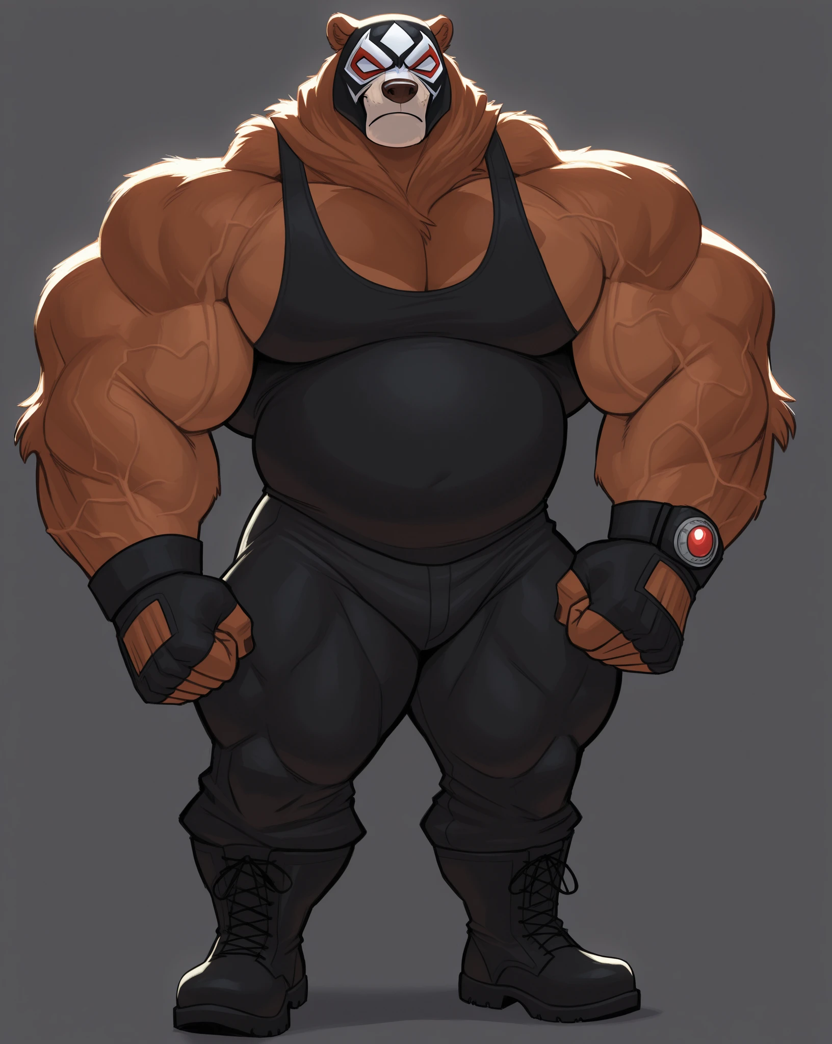 solo, 1boy, Huge Muscular Old Grizzly Bear wearing kickboxing MMA belt , thick pectoral, thick arms, huge pectoral, wide pectoral, hige brown fur, short white hair, short pants and shirtless, bearded, simple background, masterpiece, semirealistic:1.2, high detailed, 8k, high resolution