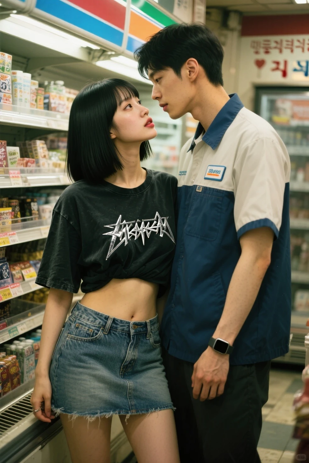 There was a man and a woman standing in the kitchen preparing food, tattoo artist, author：Master of Han Chinese, of taiwanese girl with tattoos, Service principal, 😭 🤮 💕 🎀, At the counter, KDA和Sam Yang。, wholesome, author：Robbie Trevino, 🤬 🤮 💕 🎀, 😭🤮 💔, over the shoulder, author：Emma Andievska