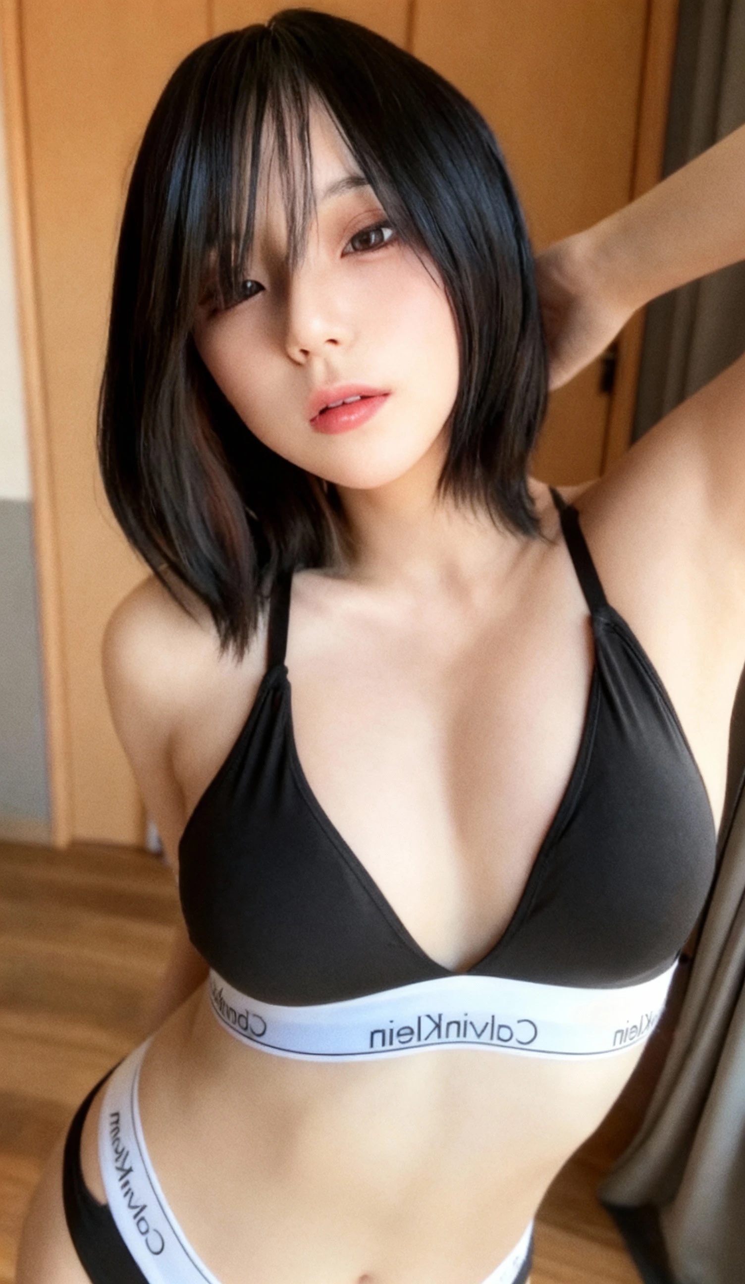 Add  women as backgrounds with  images。It reminds me of a  bed scene.。