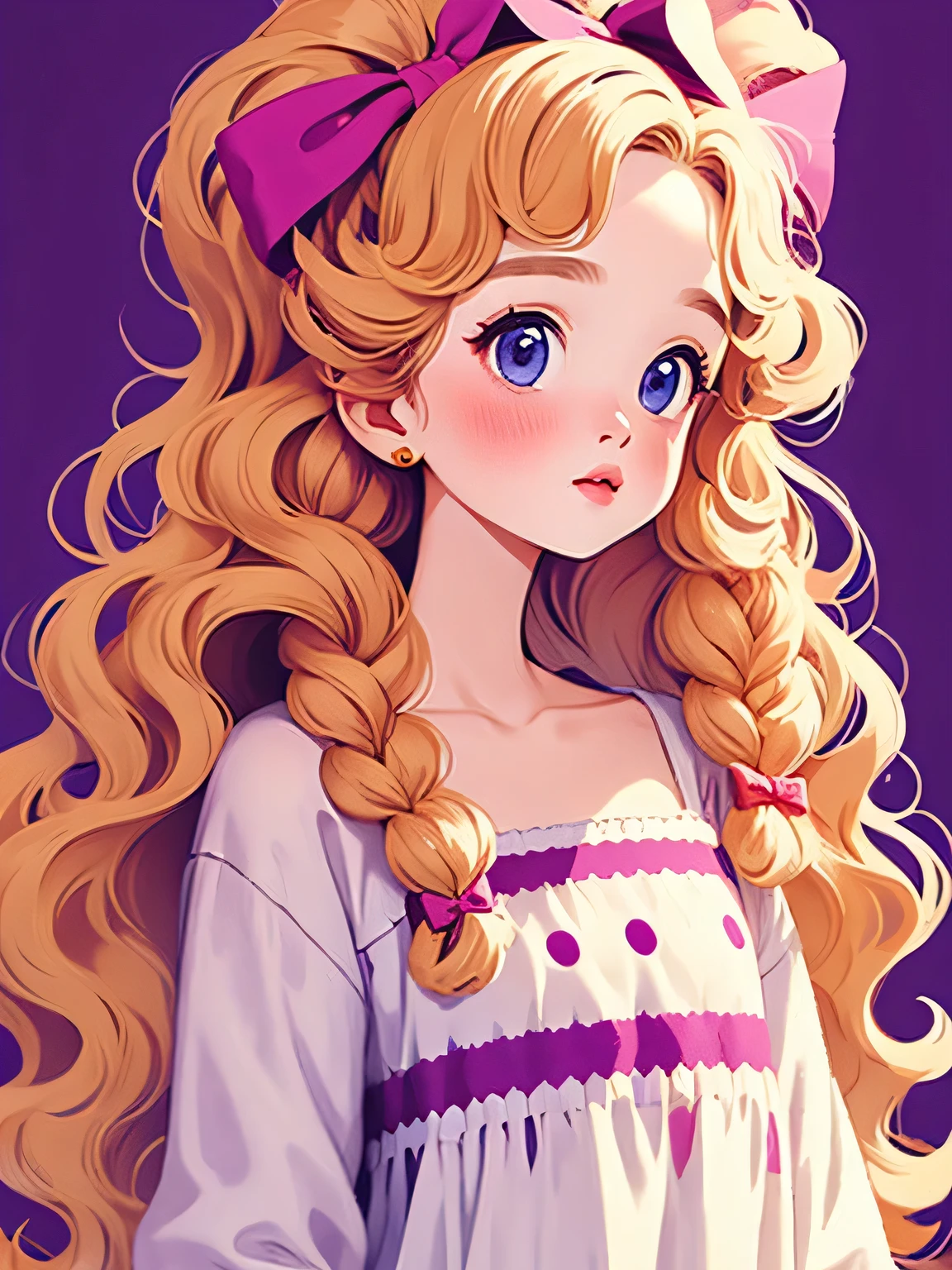 (masterpiece, Highest Quality:1.2), little girl, Alone,I applied it to my wavy hair, light and fluffy long hair,bow headband,camisole similar to Lanka,details, very soft light ,Clean Backgrounds