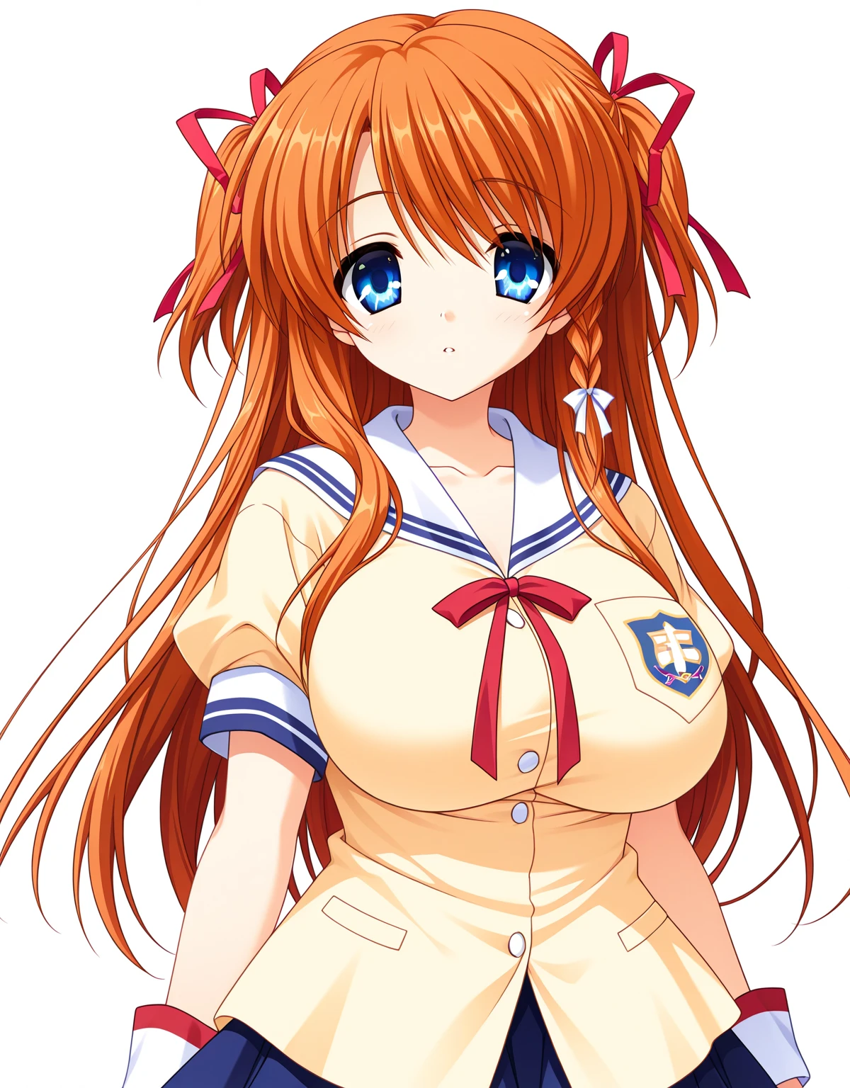 beautiful girl, she has long ginger hair, she has an headband, school girl, big , normal pink , little , short ,  , titsfuck, short  between her , fix fingers, perfect fingers