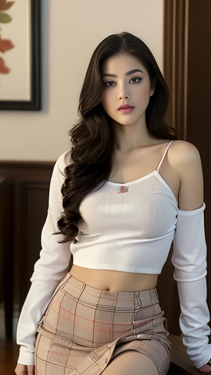 (detailed face),(()),normal ,pretty,sleeveless and turtle neck white clothes,4k ,super high resolution ,(photo-realistic: 1.7),white background,long hair,iron stairs,