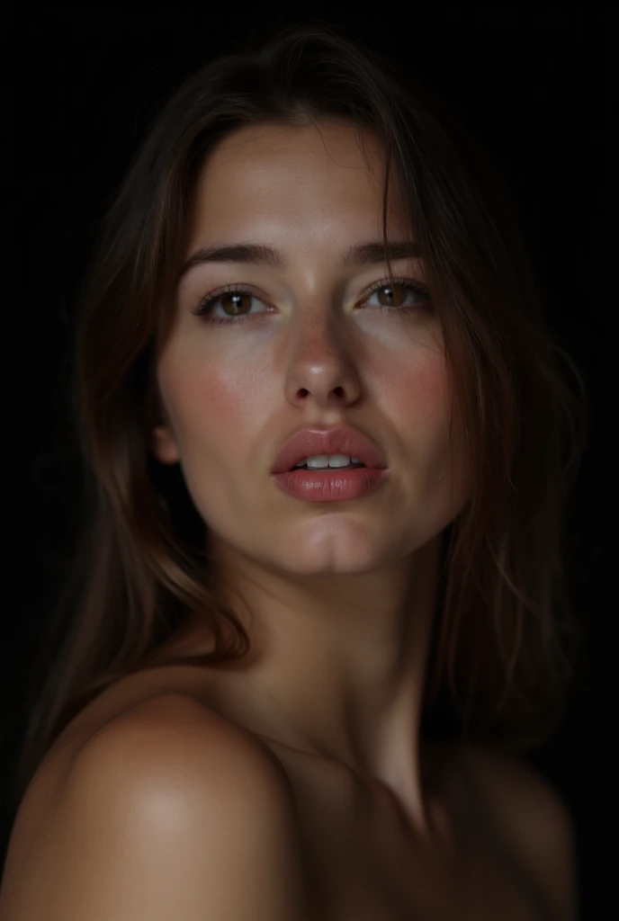 male model， ??????????? beautiful， perfect  eyes， （eye makeup：1.1）， （highly detailedskin：1.1）， （SFW）） ， realisticlying， realisticlying， Detailed face， gentlesoftlighting， model shoot style， professional photoshooting， Stand in dark studio background， vague background， RAW， analogue style， tack sharp focus， 8K  UHD， digital SLR camera， high high quality， FUJI XT3， cereals， Award-Awarded， tmasterpiece，