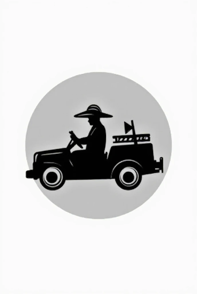 Vector logo black and white for a fire station with a fire engine golf cart 