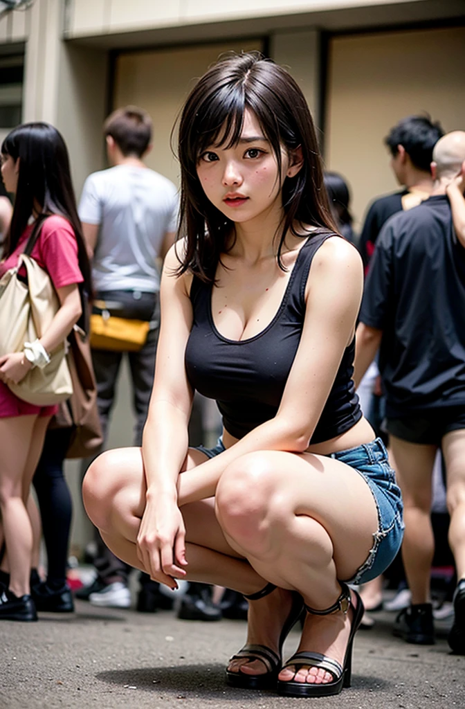 <lora:public_v3.0-locon:1.0>
public, (photographers:1.2), <lora:koreanDollLikeness_v15:0.4>, 1girl,  street, shorts,, masterpiece, best quality, highly detailed