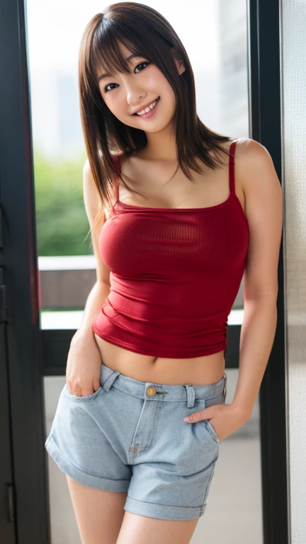 ((best quality, 8K, masterpiece:1.3)), Key Points:1.2, Perfect body beauty:1.4, ????:1.2, ((Layered Hairstyle, ?????????????:1.2)), sleeveless (Boss, red短款上衣:1.1) , red, (hotel, Lying in bed:1.3), , Highly detailed face and skin textures, Beautiful eyes, Double eyelids, Skin Whitening, Long hair, (Residence: 1.3)