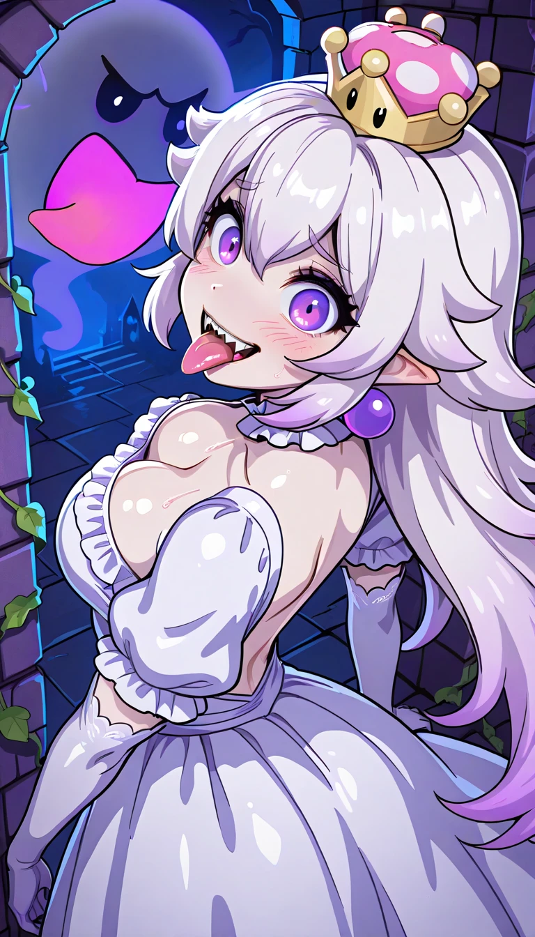 Princess Boosette as a pornstar, super Mario Bros, Princess Boosette, pornstar, busty pornstar, (((in a nightclub))), Hot cleavage, , , drenched  of , (((boo ghosts spits  on her ))), (((Boo ghosts tongue  on her ))),  on tongue, Boo ghosts, Boo ghosts super Mario Bros, (((lingerie)))