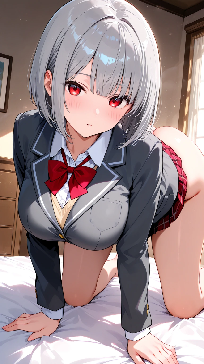 POV Fuselage Grab, (()), Lying, 1girl in, ((Glaring)),(Screaming), (angry), (), 双臂在头后,(((penis:into pussy:blood stained))), ((wearing sailor suit:1.6))、((pov hand:Grabbing the waist)),(pnkserafuku),(torso grab),(waist grab),(silber hair:1.5),(White hair:1.5), (Bob Hair:1.5),  (hair between eye),  (Red Eyes), (large full :1.3),(thighs thighs thighs thighs:1.1), , (round ),