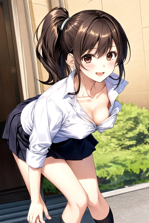 (official art)1.4 ,(sketch)1.5,(from below)1.3,( girl)1.3,(white panties)1.4,masterpiece,(solo girl),(pleated skirt)1.4, (lift up skirt)1.4,(look down)1.4,(wear )1.4,(panic,shame,open mouth)1.3,outdoors,in spring, soft clean focus, realistic lighting and shading, (an extremely delicate and beautiful art)1.3, elegant,active angle,dynamism pose