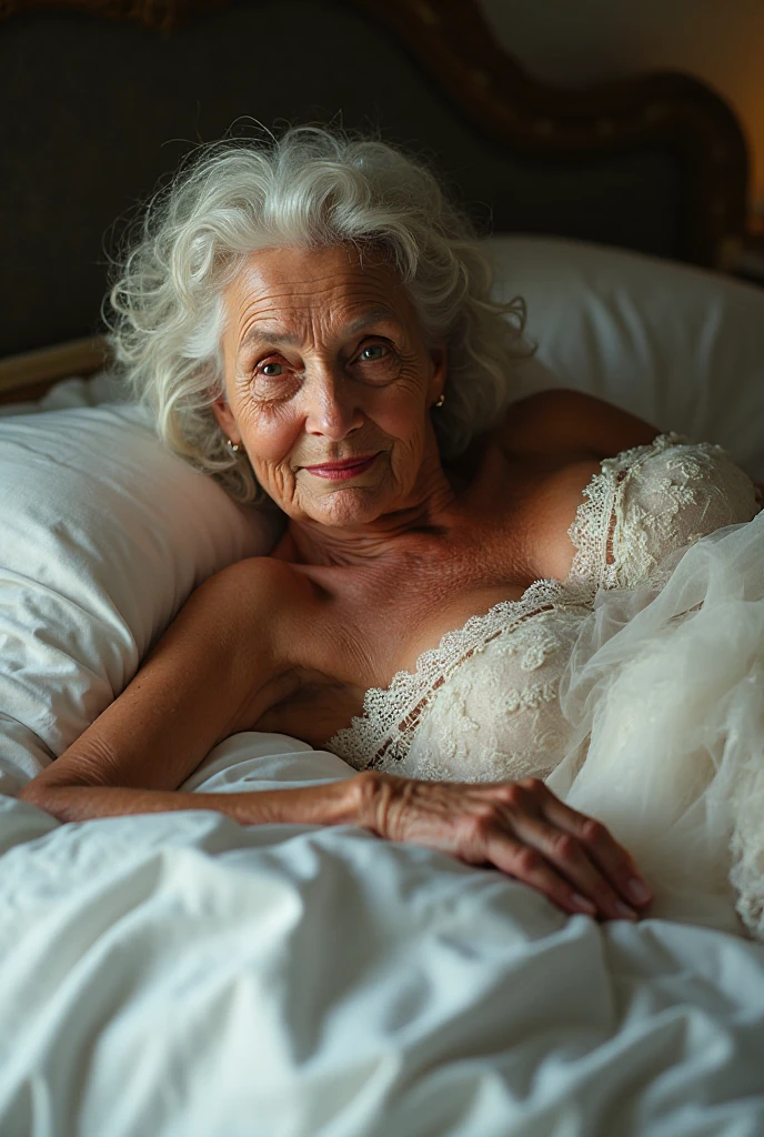 ( :1.3), ( :1.4), (:1.6), (queen elizabeth 90yo at hospital), (look down:1.4), (excessive  on :1.4) (:1.7), (white chiffon blouse:1.5), (from belove:1.4)
