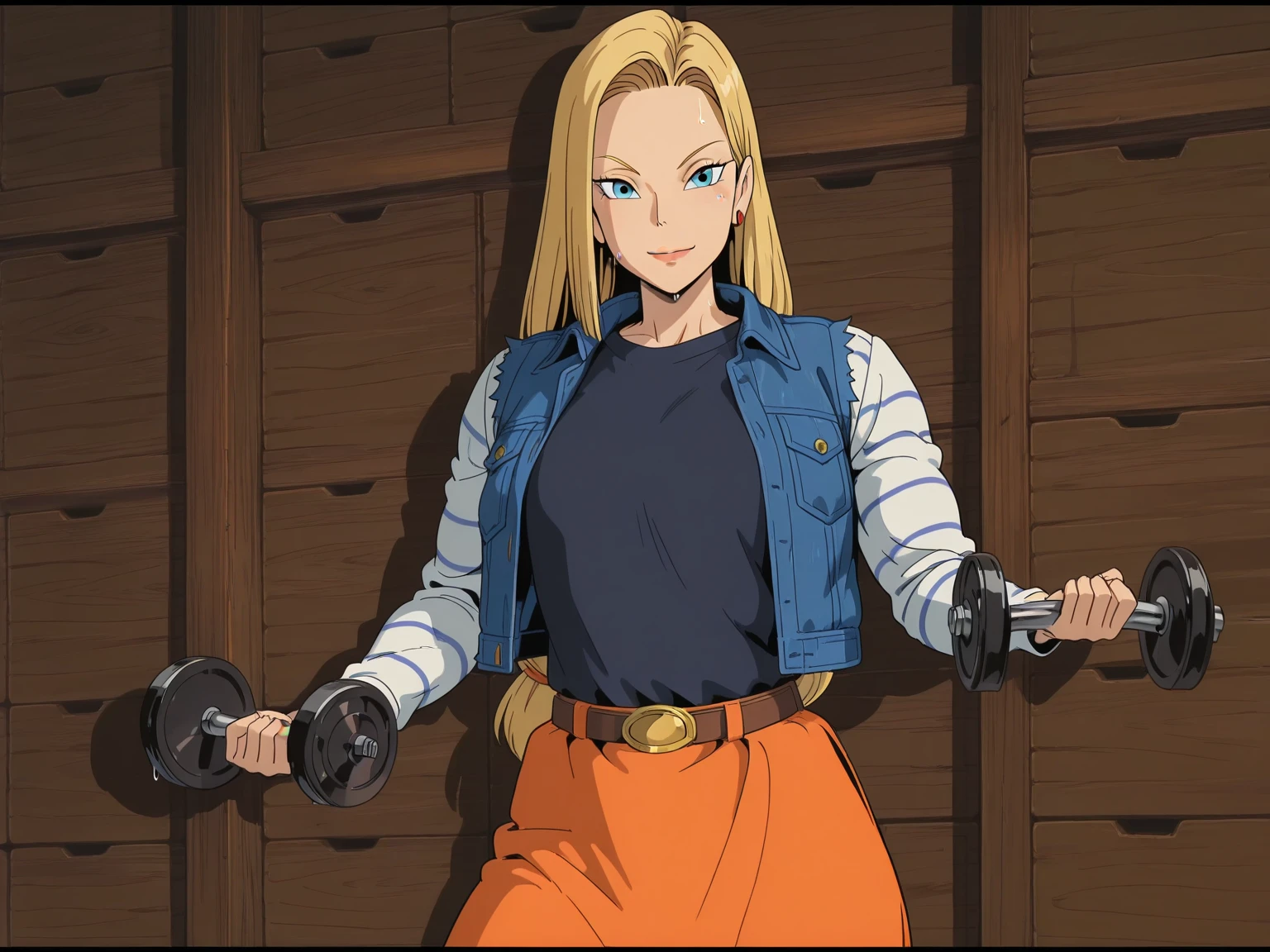 1girl, female focus, boku no hero academia, masterpiece, best quality, very aesthetic, cowboy shot, , ponytail curly hair, orange hair, dark pink eyes, smirk, red pendant, lavender jaket, dark purple shirt, purple shorts, pantyhose, fingerless gloves, belt, jewelry, spikes, boots 