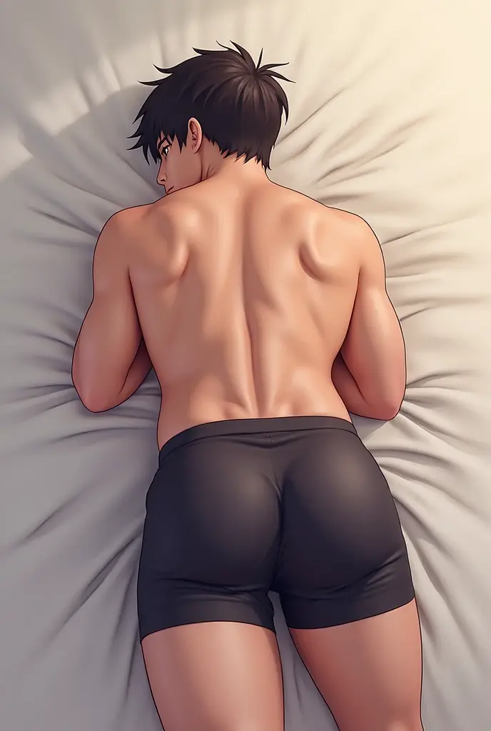 score_9,score_8_up, <lora:AdamWill-000003:0.6>,male focus,solo,adam will,twink,armpit hair,lying,flaccid,penis,from behind,ass,light smile,