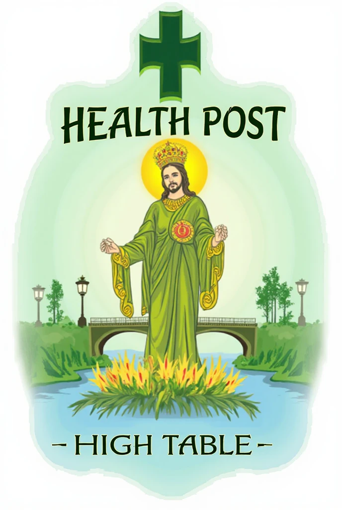 Requested design: Top text: “HEALTH POST” Bottom text: “HIGH TABLE ...