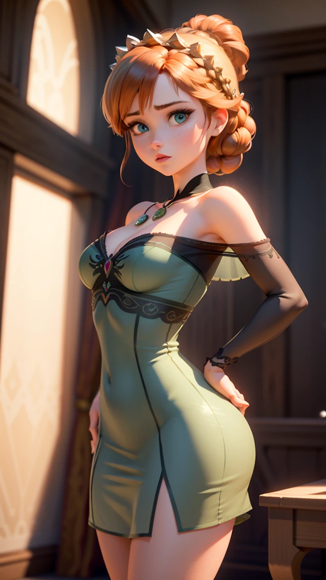 (masterpiece,best quality,highres:1.3),(official art,beautiful and aesthetic:1.2),(full shot:1.2),(1girl,solo,masterpiece,8k,HDR,),character concept art of a beautiful woman leaning over,((wearing Navy blue Sheer Teddy with Lace Trim,straps falling off her shoulder)),seductive,luscious lips,comic book art,rough colored sketch,(hourglass body,square shaped face,green eyes,full lips,high cheekbones),(copper red fishtail braid hair:1.2),small breasts,toned thighs,thigh gap,looking at the viewer),(luxurious modern bedroom,bokeh),