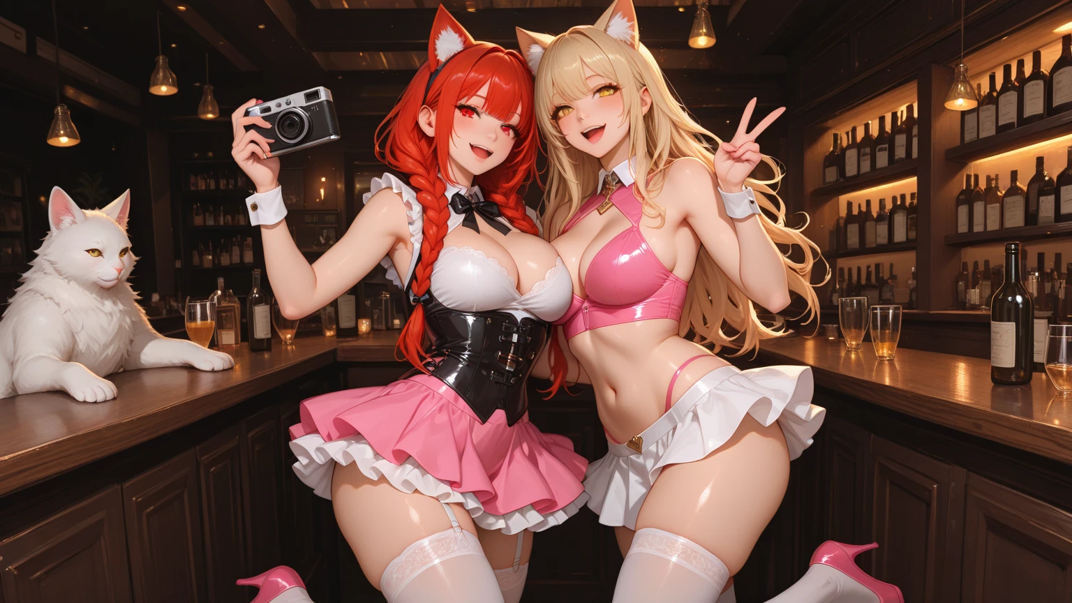 bt21, create a mascot in the female version, I want a fox with eyelashes and bright eyes and all orange, just the tip of the tail is white and the tip of the ears are white and a red bow on one of the ears