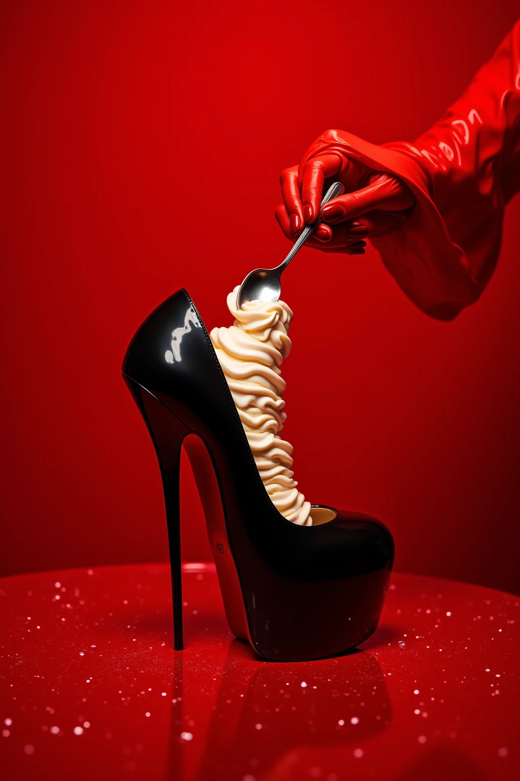 The beautiful girl in lace top and leggings is sitting astride a pile of skeletons in the center of the picture. She is holding a trembling sausage with juice squeezed out in her hand and smiling. There are multiple comic storyboards in the background，cbt, sausage ,sausage insertion,, trampling sausage with high heels heel,(masterpiece, best quality:1.2)，1 beautiful girl,，comic storyboard:2, leggings, sit astride, axially symmetrical:2, ,，sounding，cbt，hold，smile，colorful，leggings，thin gap，，insertion，trembling，juice，spray， Long hair,Lace top,, Shiny leggings, High heel，cleveage, trampling, in forest, saliva , Mucus