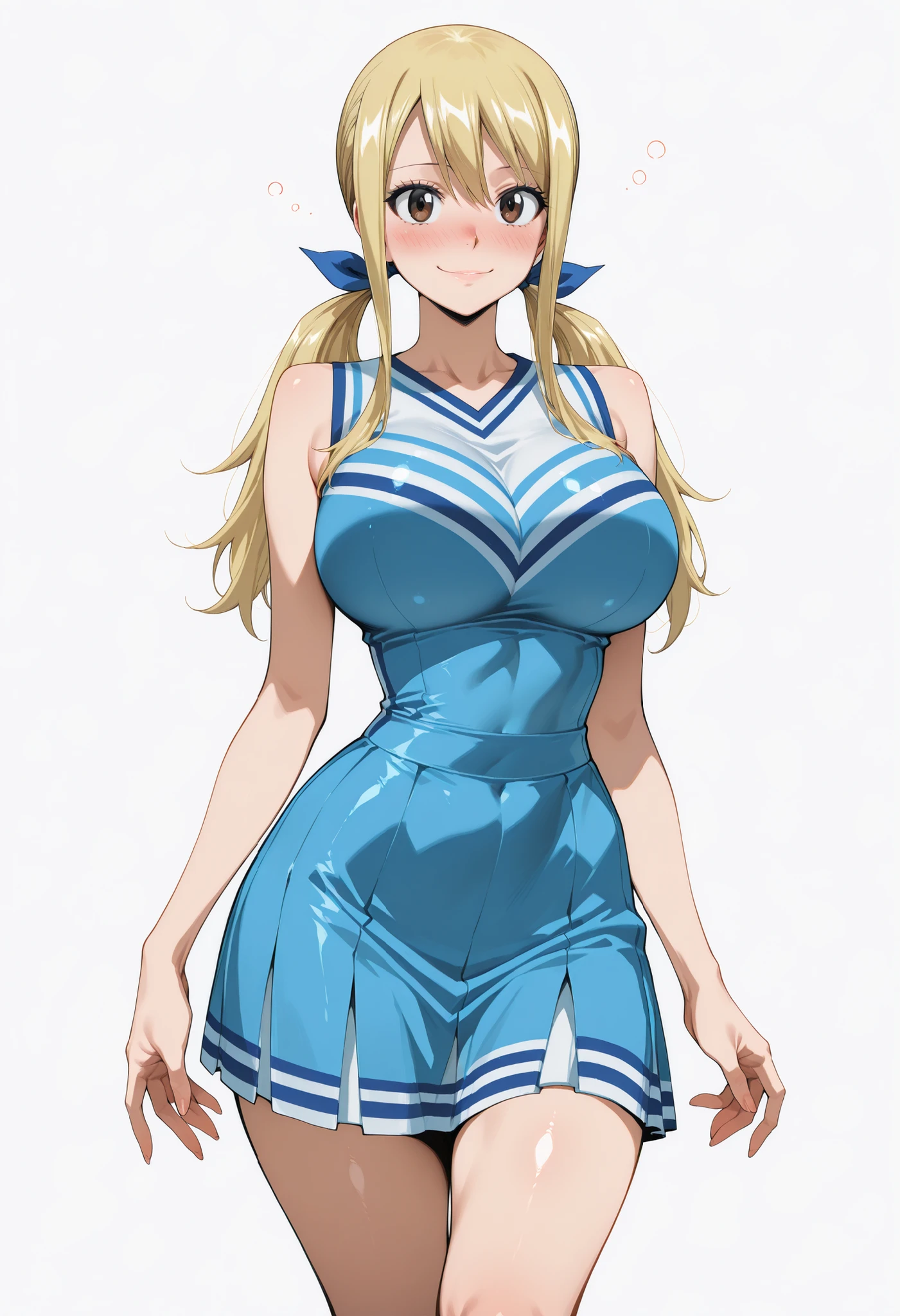 score_9, score_8_up, score_7_up, source_anime, lucy heartfilia, long hair, blonde hair, large breasts, brown eyes,,, blue hair ribbon,, blush, drunk,, , looking at viewer,, , solo,, large breasts, big ass, thick thigs, wide hips, slim waist, mature body, nose blush,, looking at viewer, nice legs, legs, standing, solo, female, shiny skin, shiny hair, shiny body, clear body,,, cowboy shot ,,,, ,,,, , looking at viewer, NOSE BLUSH,,wide hips, slim waist,,, shiny skin, shiny hair, shiny body, clear body, , solo, STANDING, POSING, thick thighs, thighs, solo, standing, POSING,, perfect eyes, white background, empty background, distinc shadows, solo, large breasts, thick thigh, dynamic pose,,,, LOOKING AT VIEWER, WHITE BACKGROUND, EMPTY BACKGROUND, soft smile,, DYNAMIC POSE,, big ass,,, large breasts, LOOKING AT VIEWER, WHITE BACKGROUND, EMPTY BACKGROUND, soft smile,, DYNAMIC POSE, cheerleader