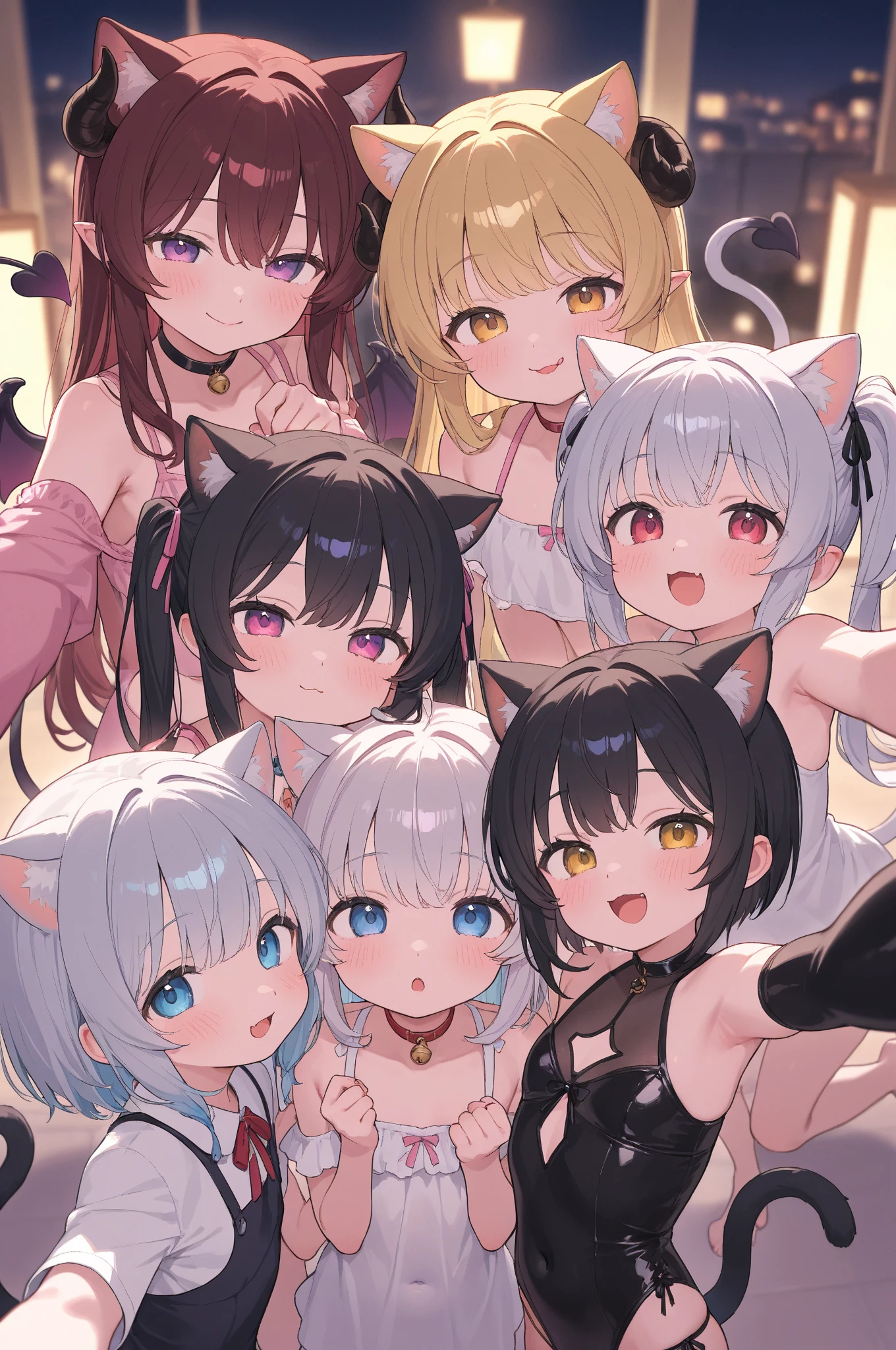 top quality, best quality, High-quality illustrations, masterpiece, super high resolution, detailed background, Crowded cityscape, million+girls, group shot, festival, absurdres(highly detailed beautiful face and eyes)perfect (kemono)(furry anthro)selfie,