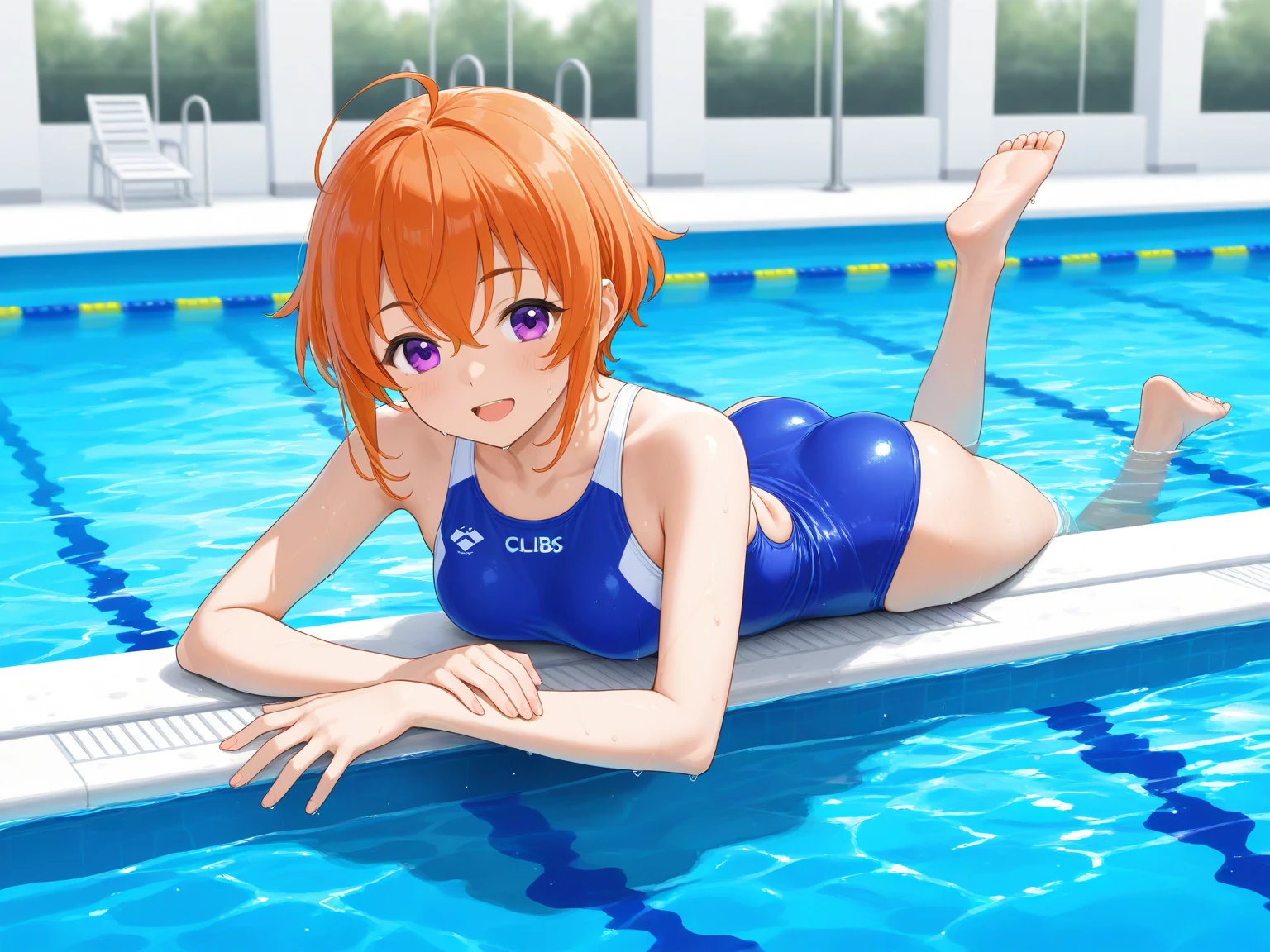 (best picture quality, 4K, high quality, masterpiece::1.2), ((masterpiece)), high detail, high quality, best picture quality, ((high quality, ????, showing armpits, embarrassed, ???????????, squatting)), cute, (early teen girl in a competition swimsuit with pantyhose at poolside in the indoor pool), full body, loli, short height, ??????????????, bokeh, DOF, Portrait, evil grin, open stance, (cute illustration:1.2), high-resolution, ultra-detailed, best-quality, ????-shoulder, (dildoriding)