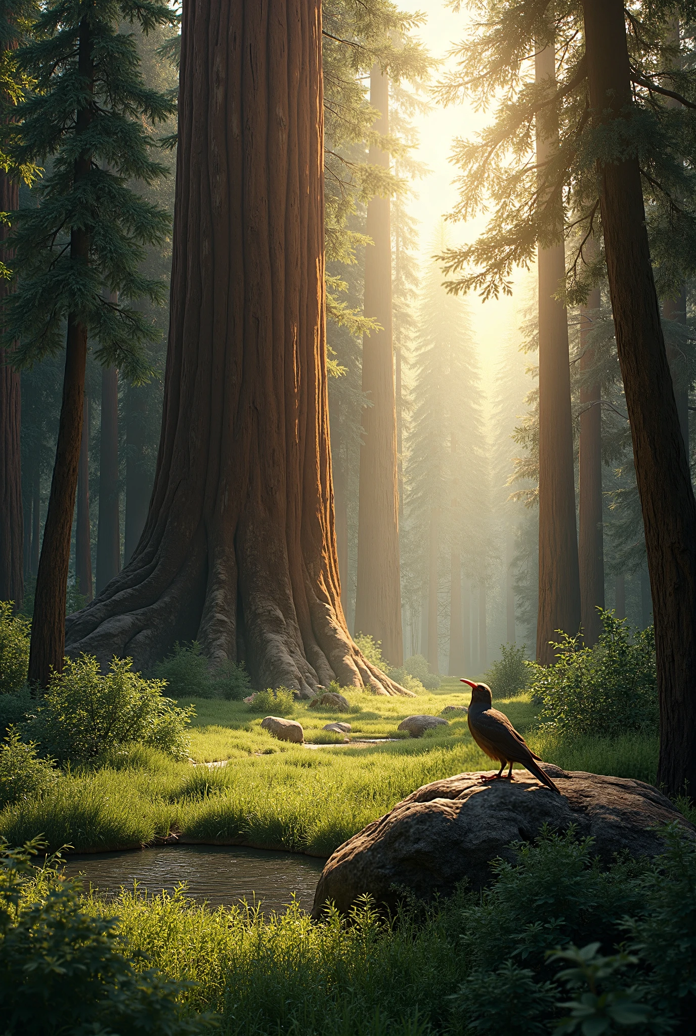 Perfect face, cute girl, big breasts, 22 year old, brown hair, , hands and legs tied, blind folded, in a huge birds nest, on a huge tree,