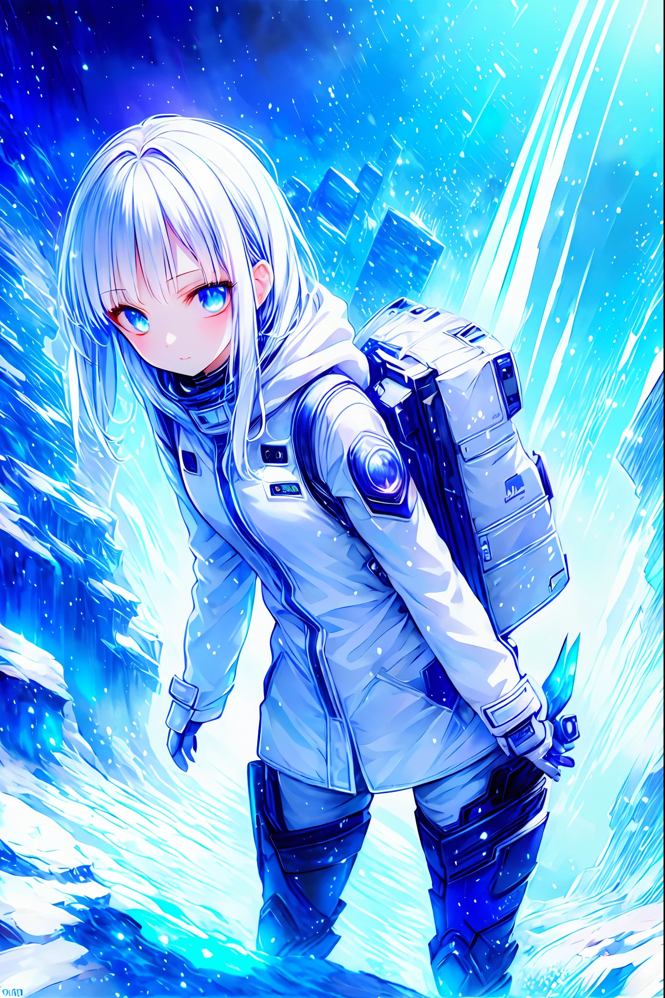 Time Traveler Girl,Breathing white ，((Time Traveler's Mark))，SPRING COAT, backpack on back,backpack is a time travel device,Misoperated,Ice Age,Frigid World,blizzard,meteor、空から降り注ぐmeteor、無数のmeteor群、Early Lady Fantasy,best quality,8K,HDR,UHD,live action style,vivid colors,High Contrast, Snow Scenery ,fantasy illustration,digital art，modern, Realistic, colorful, Fine, High Definition, 4K, Clear Light, evening, cityscape, three-dimensional effect, shadow, detailed, Character, Characteristic Details of Her Face, Position, expression, action, High Quality, photographicな効果, high definition, Detailed Expression,  Ambient Background , Textured Effects, Atmosphere Production, Lighting Processing, portrait, realistic, Oil Enamel, detail description, 4K, 8K, high definition, Masterpiece, Super Detailed, photographic, Physically Based Rendering, Professional, vibrant colors, Bokeh