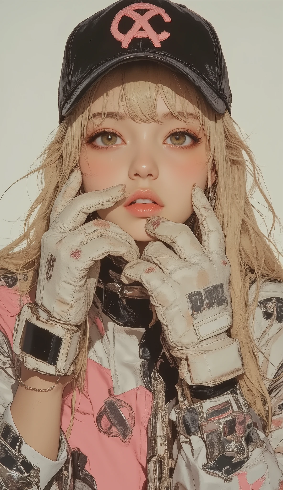 A blond woman wearing a baseball cap and baseball gloves poses for a photo, Kim Petras Portrait , Steven Meisel, Ava Max , Steven Meisel photography, Sakimi-chan Frank Franzeta, Stop 4 *, lv, Vivien Westwood, Stop 4, Lara Stone , Ellen von Onwelt, Gwyds, Zia
