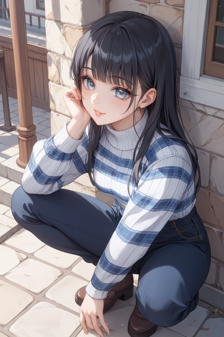 Line art, Imaginary thoughts about your dream girlfriend、A warm portrayal，Dream Lover、I envision you as a lifelong partner。She embodies the simplicity of a Chinese country girl.、Diligent，Wisdom and Fusion、美しくDiligent性格。This artistic depiction shows her in a rural setting.，Exudes sweetness、Romantic atmosphere。(( 1 Girl, alone, Black Hair, keep, Sitting, She is wearing simple denim overalls and a white shirt.，I'm playing the guitar))，reflecting her humble origins and down-to-earth personality.。Her face is kind and beautiful，Gentle  expressions、Charm。Picturesque rural landscape in the background，Gentle hills、Fields and traditional country house，Adds a sweet, rustic and romantic charm。The overall style combines realism with idealized rural beauty.，dream-like、The essence of a cute country girl, (Floral watercolor:1.5)，(Ultra high color saturation, Bright and vibrant colors:1.5), (Browsing Caution), (Looking at the audience from the front:1.5)
 