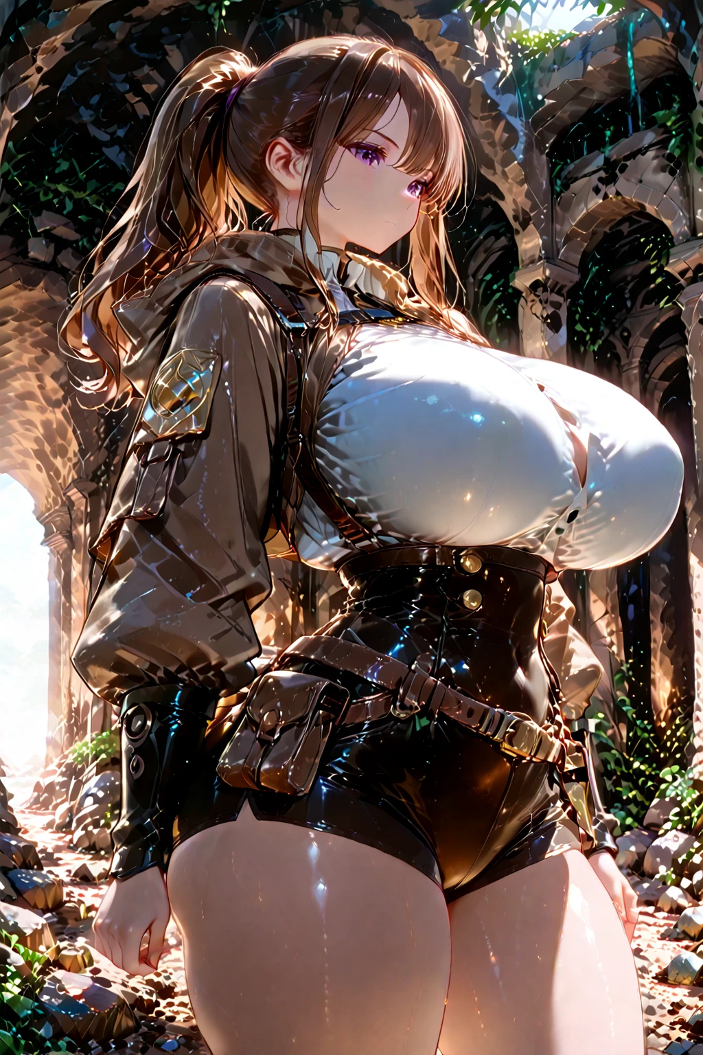 (testament \(guilty gear\),
top hat,
fingerless gloves, 
???? shoulders, ??????? squeezing out), full body of scandinavian goddess, ??????? huge, single mole on ??????, ????, rating_X, exposed ???????, sitting, Leaning forward, exposed ?????, ???????????, spread ?????, ??? all over body, ??????, mouth wide open, tongue out, tongue, ?????, barefoot, Amber necklace, clear blue eyes, wavy red hair, Red lips, seducing gaze, volumetric lighting, realisitic, meadow background, thick-thighs, muscled body, jewerly, realisitic, cru, analog, Woman, photorealisitic, tsubaki miyajima, low angle camera