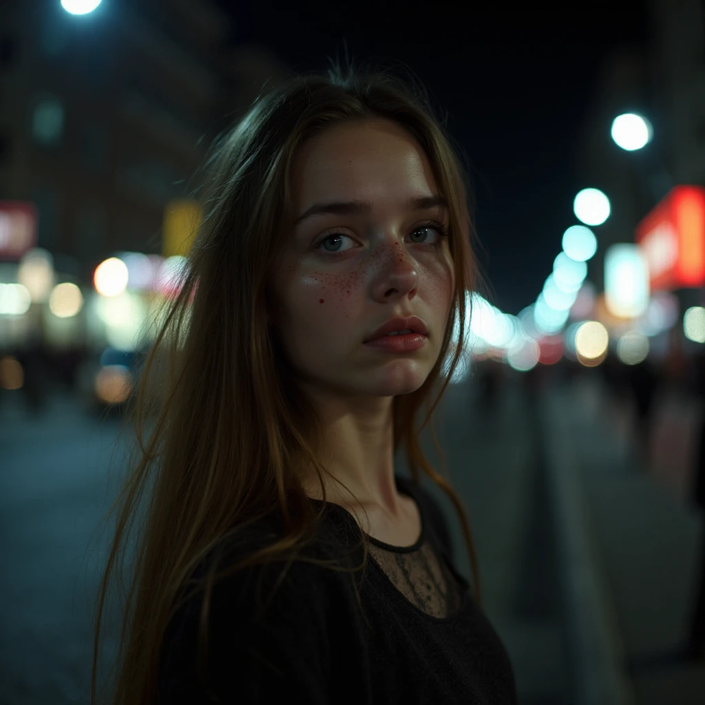 polaroid photo, night photo, photo of 24 y.o beautiful woman, pale skin, bokeh, motion blur