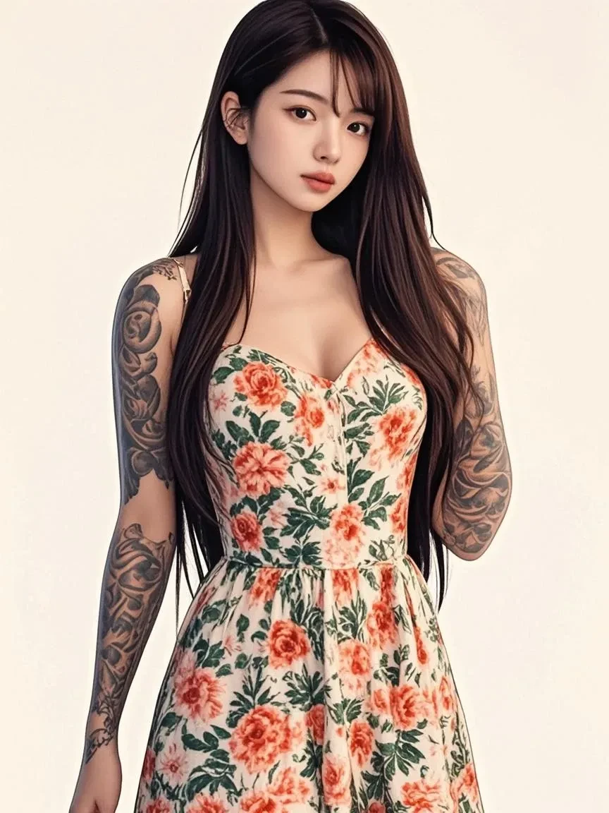 Heavily Tattooed Woman