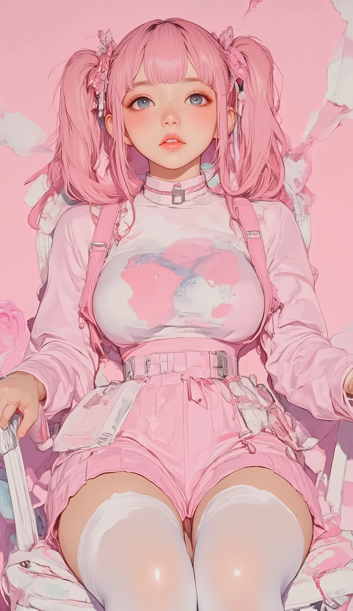 woman in pink dress sitting on a chair, Kinomoto Sakura, Sakimi-chan hdri, pink twin tails and cyan eyes, Sakimi-chan, lori, Wearing a pink bunny costume, barbie in white stockings anime, small curvy lori, Cutie, beautiful and charming anime teen, Anime Girl Cosplay