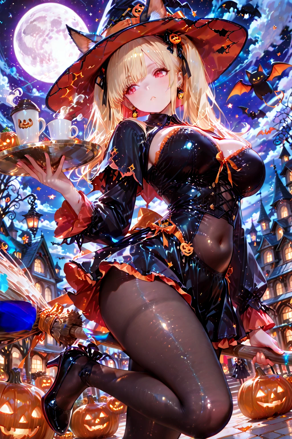 Trick-or-Sweet Bear has orange fur with olive-colored eyes, a black nose and her Badge is a Halloween pumpkin, commonly called a jack-o-lantern. SPARKLE; GLITTER