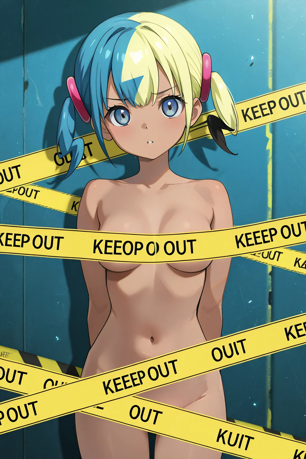 Smooth_Quality, HDR, 1girl, mature, cute girl, , petite, curvy body, navel, detailed blonde hair, beautiful hair, freckles, blue eyes, narrow waist, big eyes, , , white crop top, underboob, short skirt, open door, (in locker:1.5), scared, sweat, bound  legs, rope, tape gag, dynamic angle, partially illuminated, dramatic lighting, <lora:Smooth_Booster:0.5>​​​ <lora:SLE_v2:0.5>