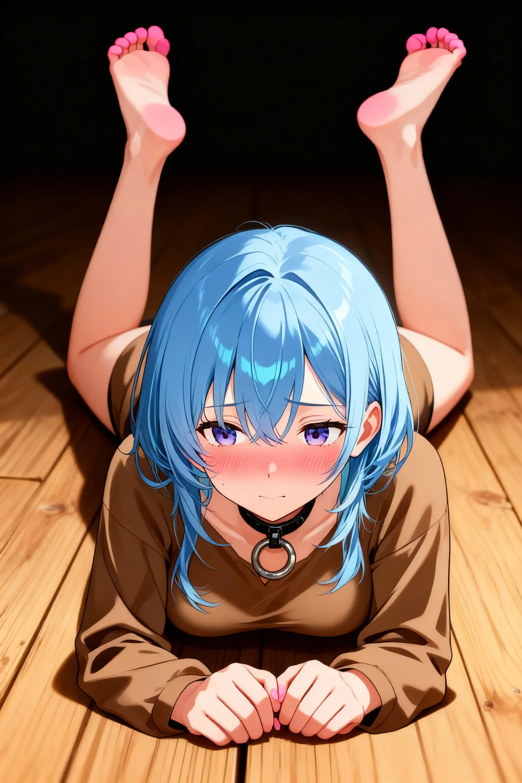 1girl, focus on women, , so beautiful, Best Quality, A very aesthetically enchanting body、Anime Style Fourfold、(masterpiece), (Highest Quality),ako, Blue Eyes, blue hair, hair between eyes, halo, medium hair, side lock, big boobs,Bell, Bellトカラー, black buttocks under pants, black skirt, black knee-high, garter strap, buttocks under pants, headband, long sleeve, miniskirt, neck Bell, pencil skirt, side boob, skirt, knee-high, Absolute domain,Illustration,very very big thighs,Very huge ass,,watching viewers,Cleaning on all fours,from above,is embarrassing