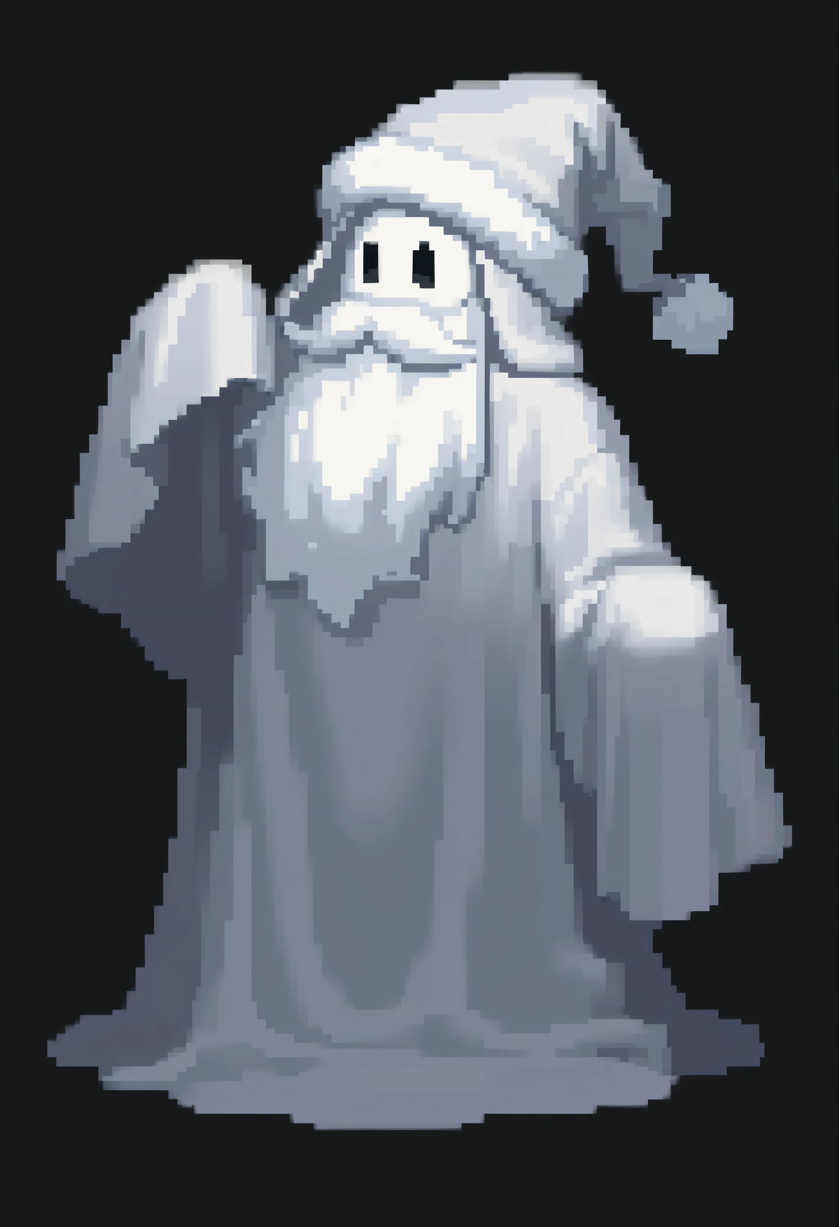 sheet cute red santa with a big white beard ghost,solo,ghost costumel, #000000 black background,
