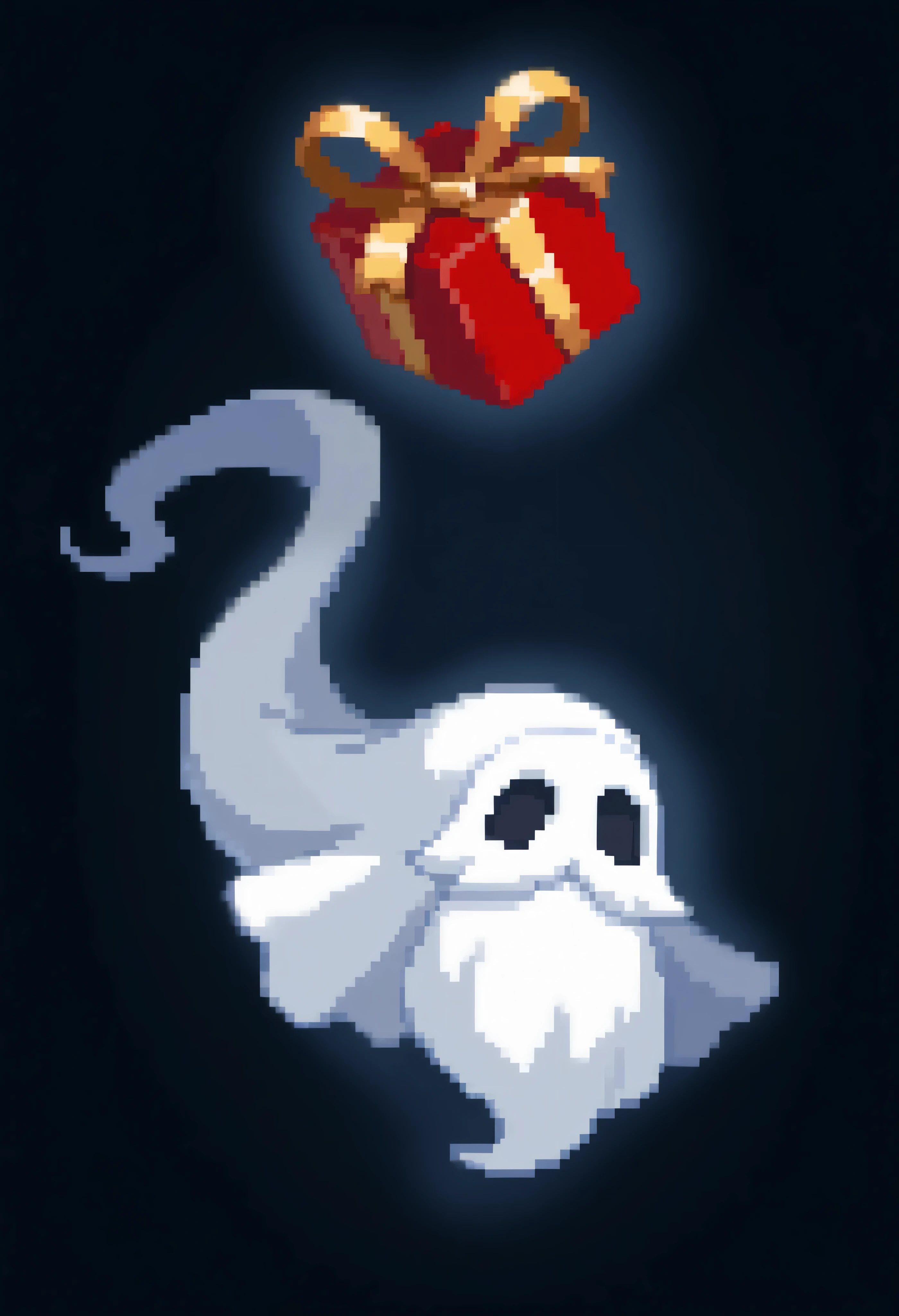 sheet red santa with a big white beard, christmas present, ghost,solo,ghost costumel, #000000 black background,