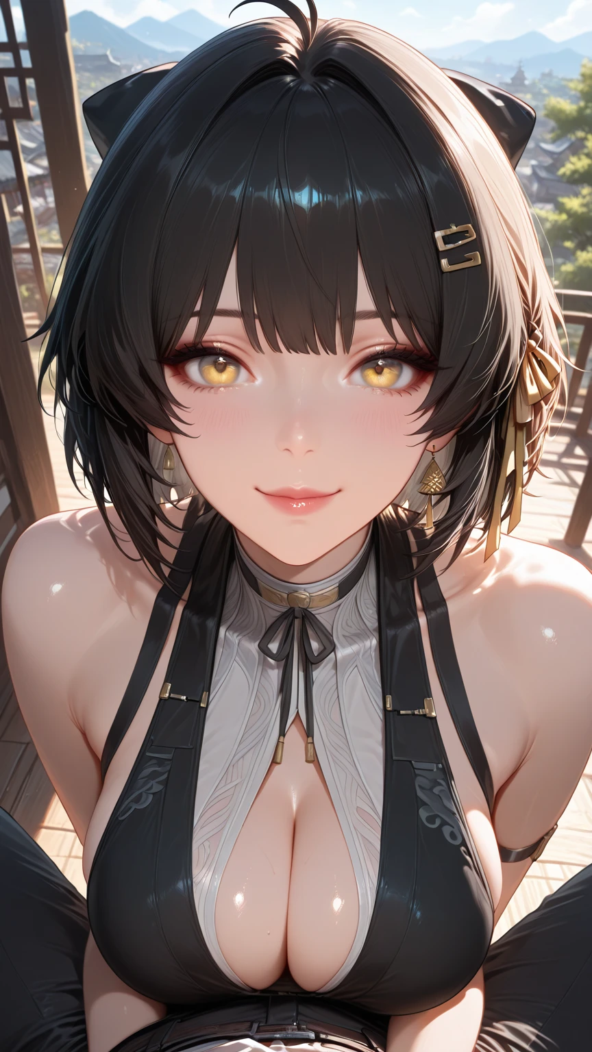 photorealisim、top-quality、超A high resolution、a picture、Photo of an exquisitely beautiful Nordic-born girl、Extraordinary beautiful girl、Highlights of cheek luster、Detailed cute and beautiful face、(pureerosface_v1:0.008)、Beautiful bangs、Glowing white shiny skin、Bangs between the eyes、shiny and beautiful hair、Silky hair、finer hair、High-definition eyes、Beautiful, Bright and clear, Big eyes shine charmingly、eye liner、Double eyelids、Full body like、dismay、red blush、embarrassed from、glares、 shiny little necklace and earrings, shiny lips: 1.4, humiliated、impatience、dismay、Frightened、glares、Exposed cleavage、（A large amount of  in the :1.4）（Large amount of  in the thighs:1.2）、red blush、Tears are embarrassing、White underwear、White bra、Open knees、open one's legs、Masturbation behavior、Disheveled clothes、Dressing、Exposed panties、Wearing sweat、sodden、Sheer underwear、Neat girl,18 years old, (High School Uniform: 1.0),Wavy Hair, Brown hair, bangs flowing diagonally, Medium Long Hair, Blue eyes, Small , In the classroom where the setting sun shines, sitting in the chair、