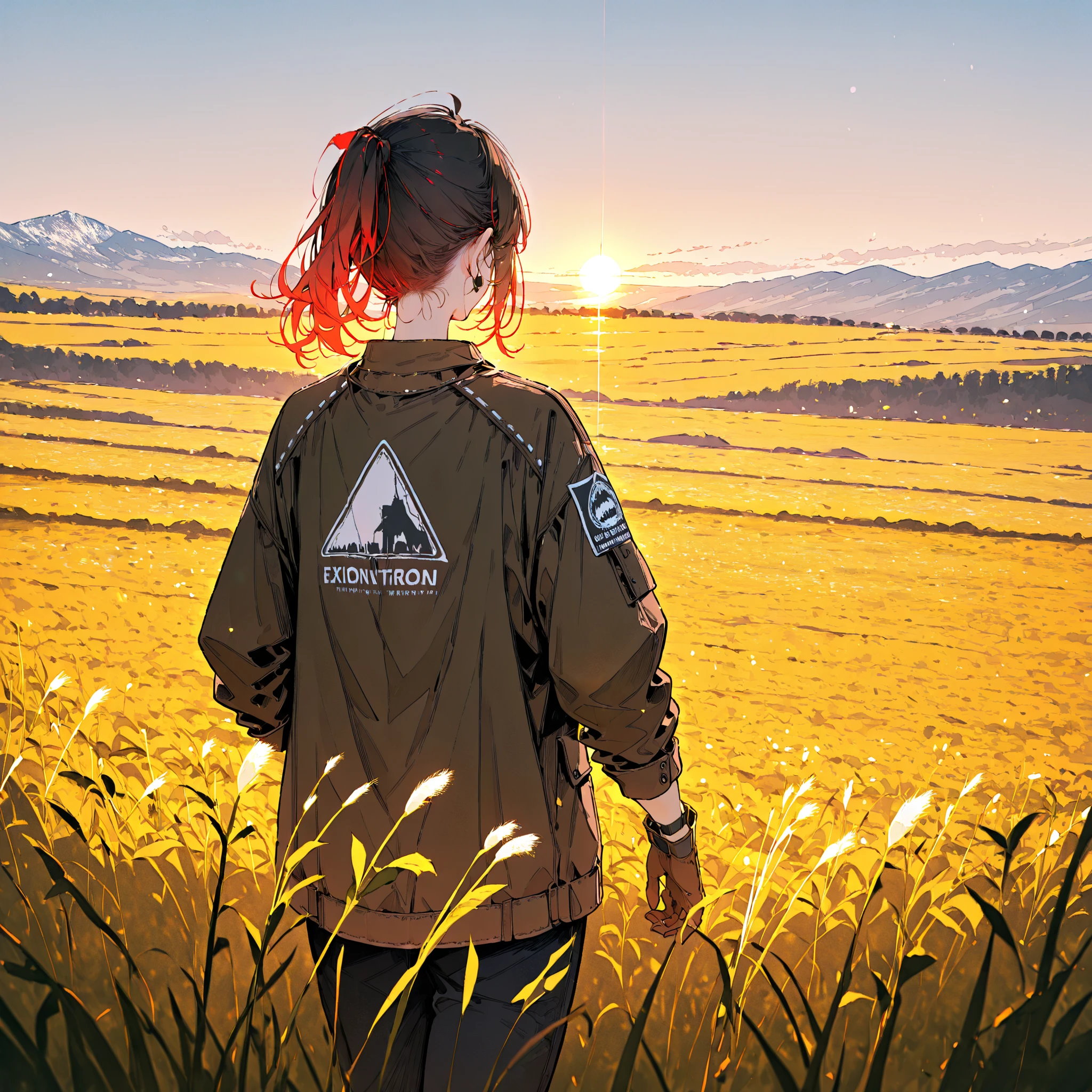 masterpiece, lots of detail, 4k, 8k, ((ultra-detailed)), highres, 2girls, outerwear, hill, distant terrain, autumn, wind, looking back, {red hair|green hair|black hair|blue hair}, {ponytail|short hair|long hair|curly hair}
