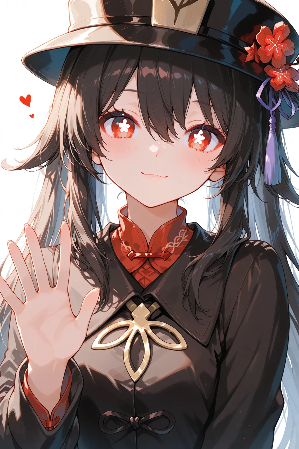 Anime girl with long black hair wearing a top hat and black dress ...