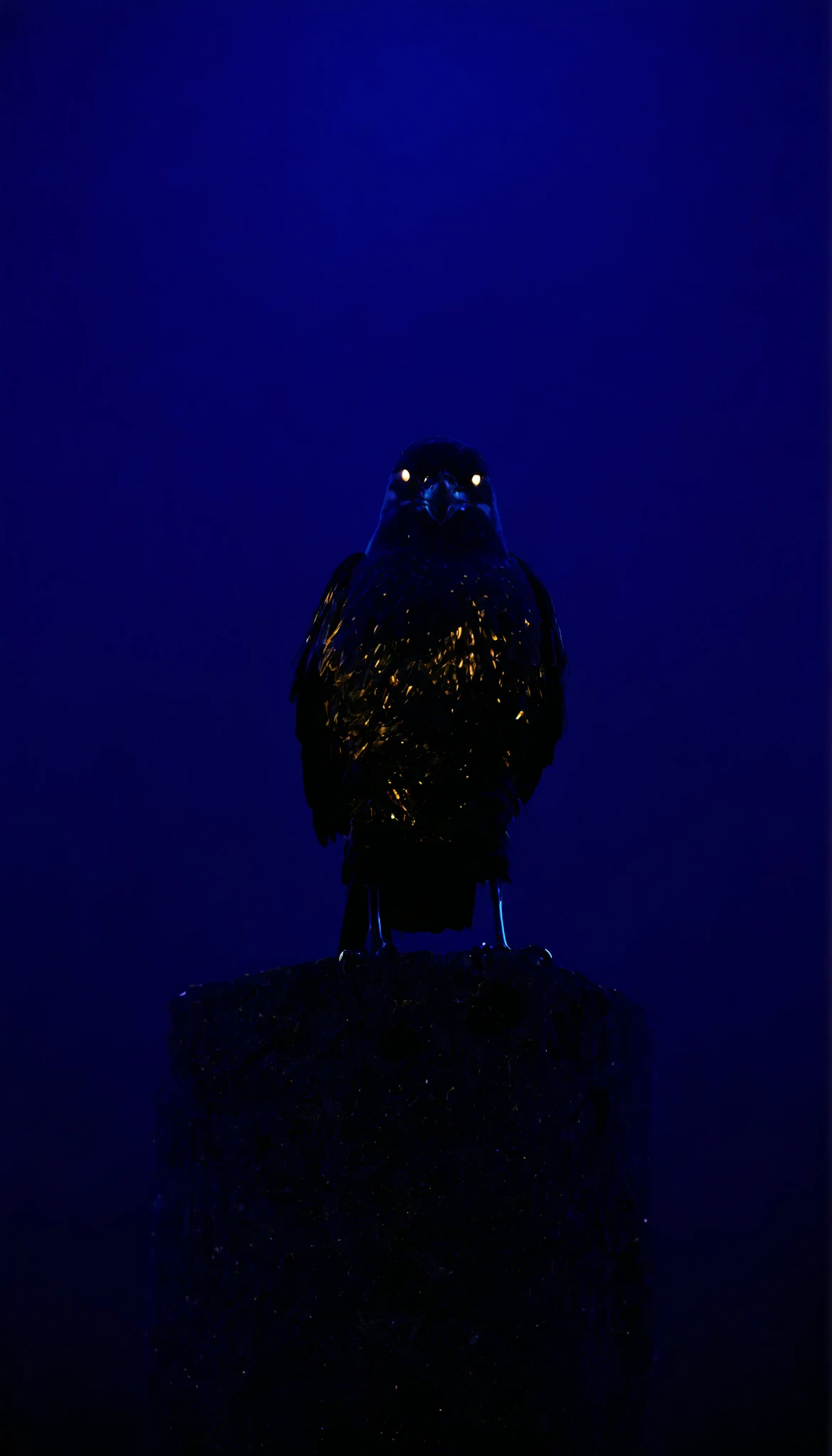 , masterpiece, the best quality, amazing quality, very aesthetic, an extremely high resolution, War song,Cuerbo,black feathers,In the night sky,high contrast mini tube, illuminated