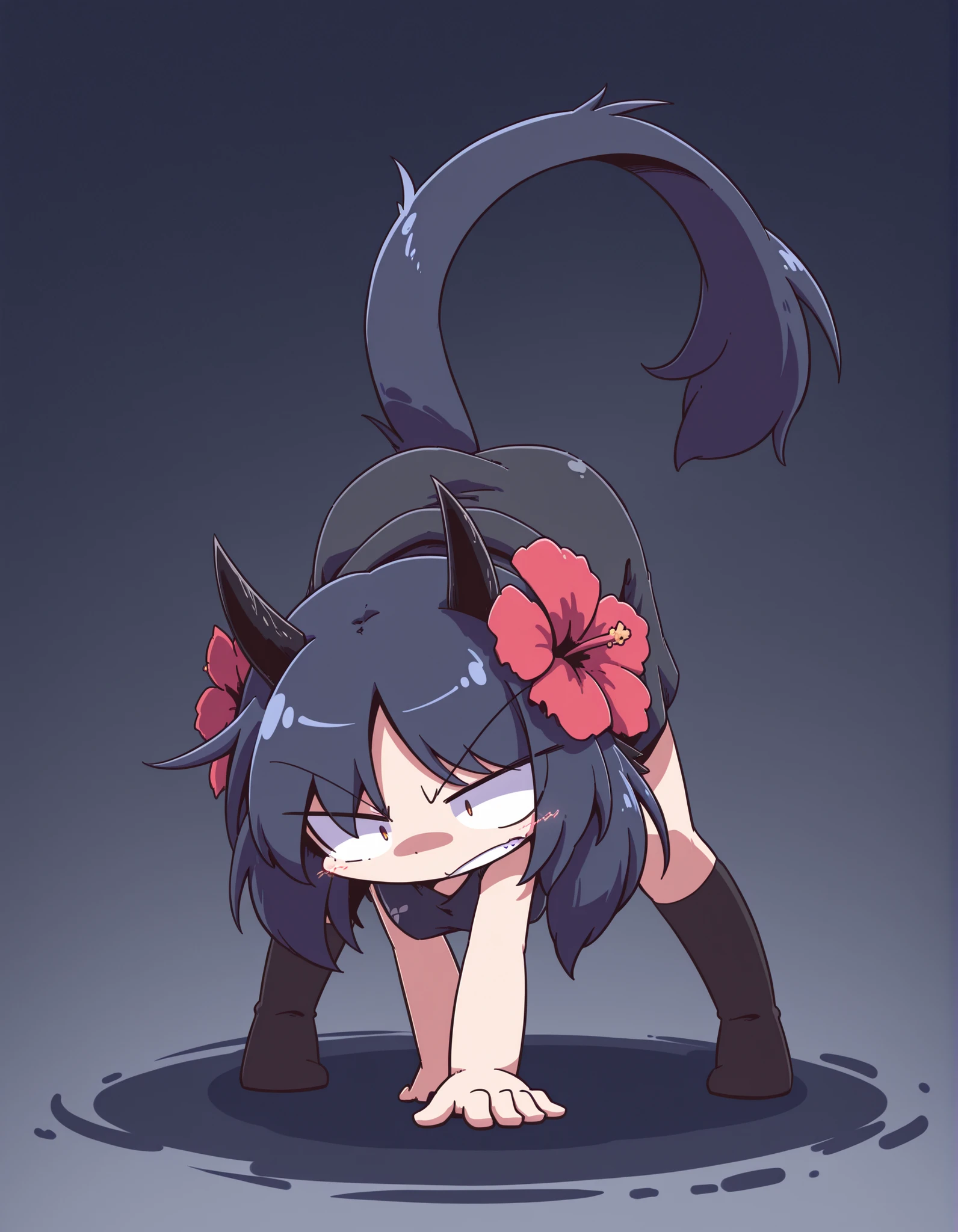 nettsuu_style, hibiscus \(arknights\), standing, solo, dynamic pose, full body,, masterpiece, best quality, amazing quality