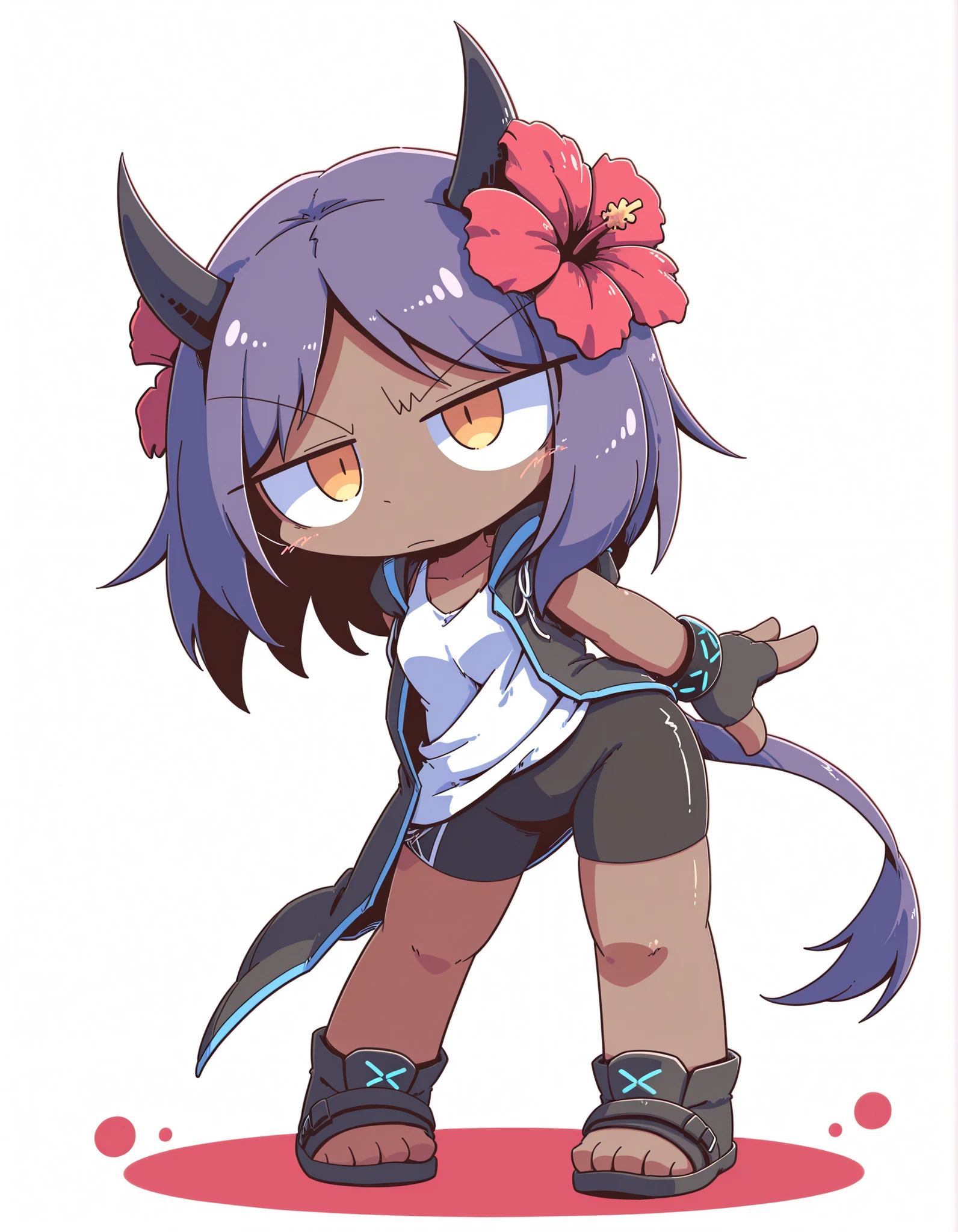 nettsuu_style, hibiscus \(arknights\), standing, solo, dynamic pose, full body,, masterpiece, best quality, amazing quality