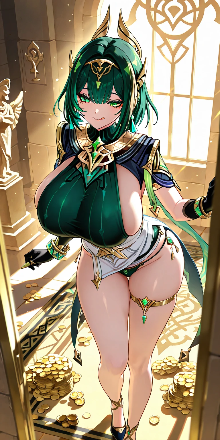 girl from ancient Egypt, 1girl,

(:1.4), saggy , (((pixie cut, short hair, dark hair, black hair, colored inner hair))), (((heterochromia, eye1 purple, eye2 pink,  perfect eyes ))),  (big eyes), (((lustrous skin:1.5, tanned skin, glossy skin, wet skin,  sweating, shiny skin, shiny body))), (spider lower abdomen, narrow waist, wide hip, athletic body), inflated legs, (delicate detailed fingers), ((hand consists of a short thumb and four fingers, hand with just five fingers)), hand reference, 

cute, slutty, sensual, seductive look, seductive, , enchanting, , 

zettai ryouiki, revealing clothing, show skin, cleavage, ((underboob)), (((barefoot))), (((simple bandaged legs, white bandaged legs))),  (eyes shadow), (egyptian makeup), eyelid makeup,o-ring bottom, o-ring panties, ((gold thongs, gold panties, pelvis curtain, loincloth)), (((crop top hoodie, cropped hoodie))), (((slave collar, metal slave collar,  gold slave collar, Long  connected to her collar, ))), ((detailed outfit)), 

dynamic pose, looking at viewer, serious face, (full height), full body, 

outdoors, (egyptian palace, egyptian palace background), detailed background, (oasis, oasis background), extremely detailed background, (puddles everywhere, moss, moss on the background), clouds,

(best quality), (high resolution), (sharp focus), (ultra detailed), (extremely detailed), (extremely high quality artwork), 8k_wallpaper, (extremely detailed CG 8k),(very fine 8K CG), ((hyper super ultra detailed perfect piece)), flawless, (((masterpiece))), illustration,

(dynamic lighting), dynamic light, sunshine, sun rays, god rays, cinematic light, (textile shading) , (cinematic shadow), vibrant colors,